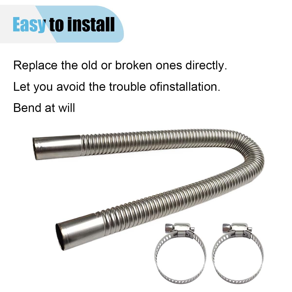23.6 Inch Stainless Steel Exhaust Hose for Diesel Heaters - Flexible 1