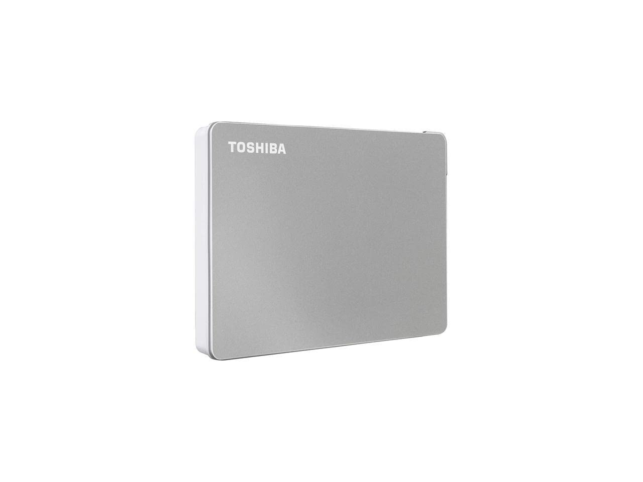 Toshiba Canvio Flex 2TB Portable External Hard Drive USB-C USB 3.0 - Compatible with PC, Mac & Tablet (Silver) - HDTX120XSCAA - Perfect for Data Backup, File Storage & On-the-Go Computing