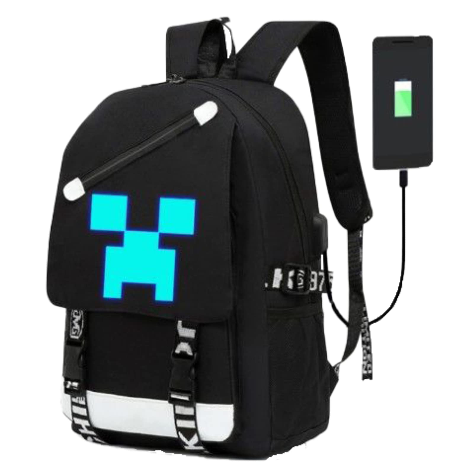Anime Glow-in-the-Dark Backpack for Teens - USB Charging School Backpack with Cool Designs, Laptop Compatible (Style 1) - Perfect for School, College, Travel & Anime Conventions