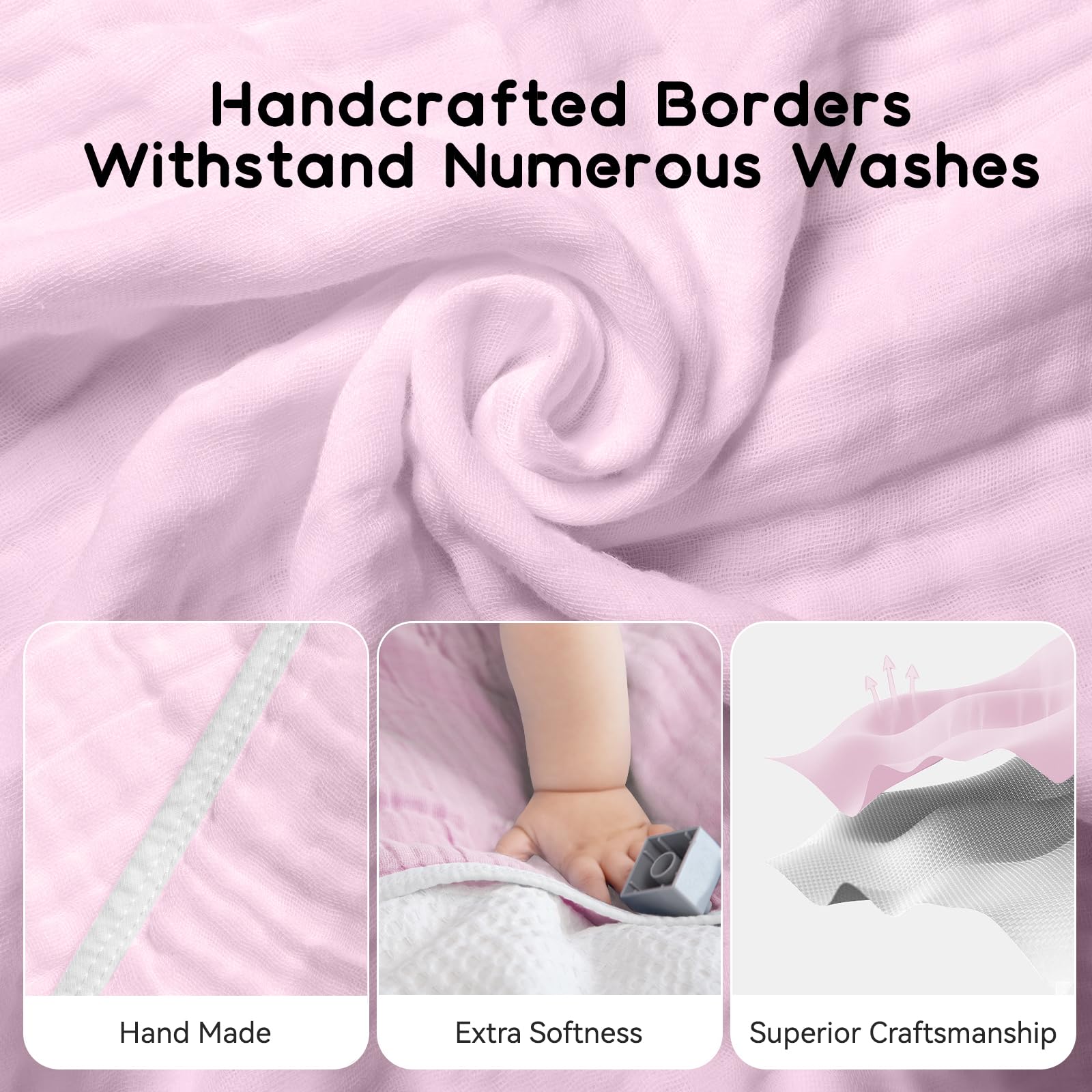 Soft & Absorbent Muslin Baby Hooded Towel for Newborns, Infants & Toddlers - Pink 1 Pack | Gentle Bath Time & Post-Swim Wrap for Baby Girls | Perfect Baby Shower Gift & Nursery Essential