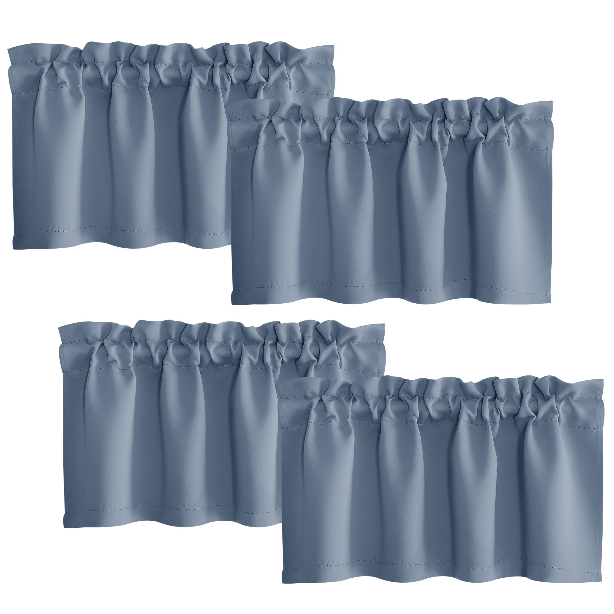 NICETOWN 4-Panel Farmhouse Kitchen Window Valance - Thermal Insulated Rod Pocket Curtain for Living Room, Bathroom, Laundry - Rustic Country Cafe Style, 42