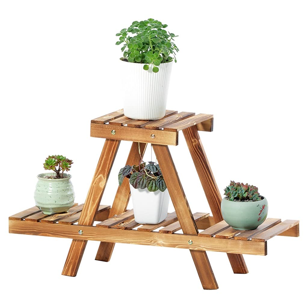 3-Tier Wooden Plant Stand for Indoor & Outdoor Use - Sturdy Flower Display Shelf for Garden, Balcony, Yard - Brown (75×26×45cm) - Perfect for Organizing Potted Plants, Herbs & Decorative Items