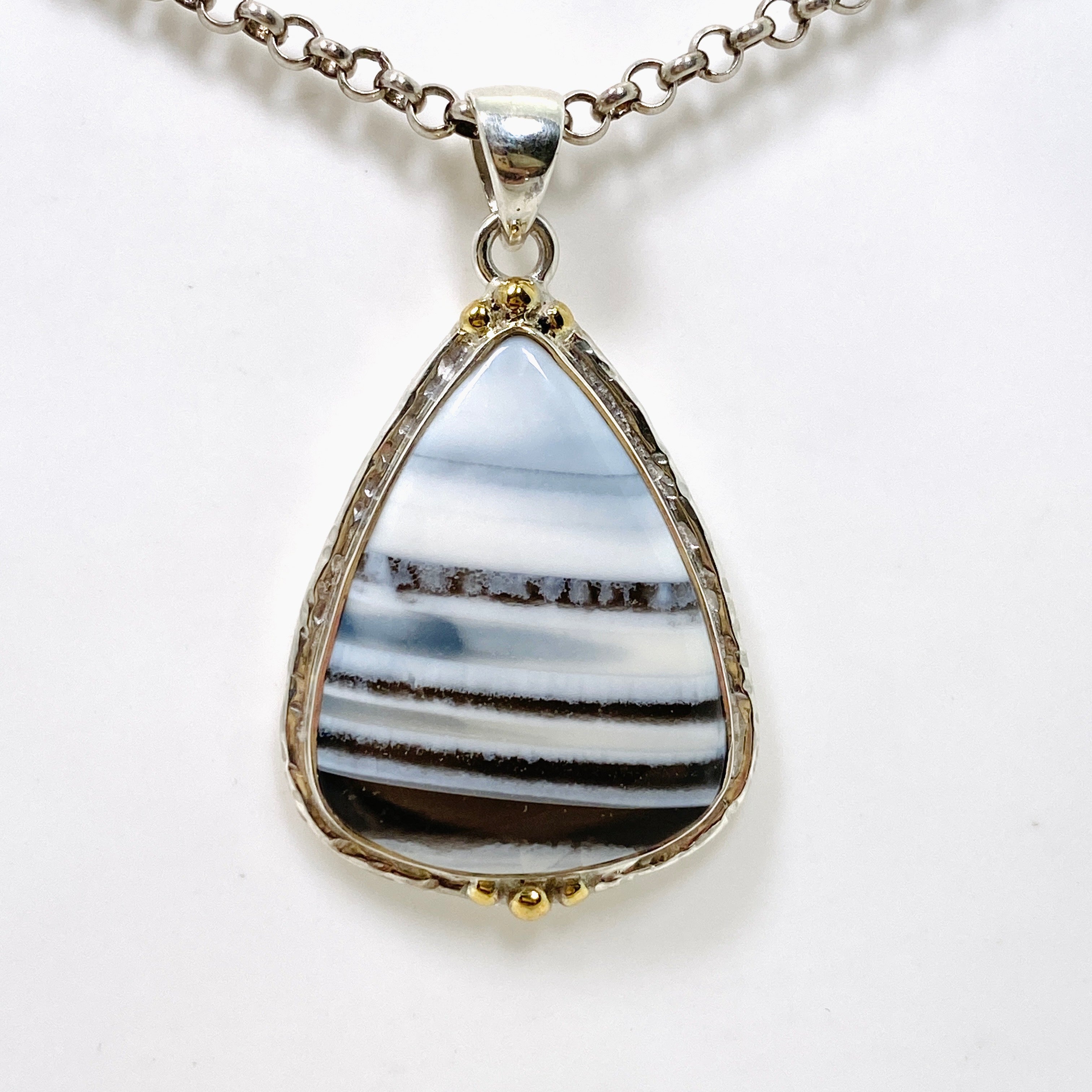 Blue Owhyee Opal Teardrop Cabochon Pendant with Brass Details KPGJ4648 - Handmade Boho Jewelry for Women, Perfect for Everyday Wear & Special Occasions