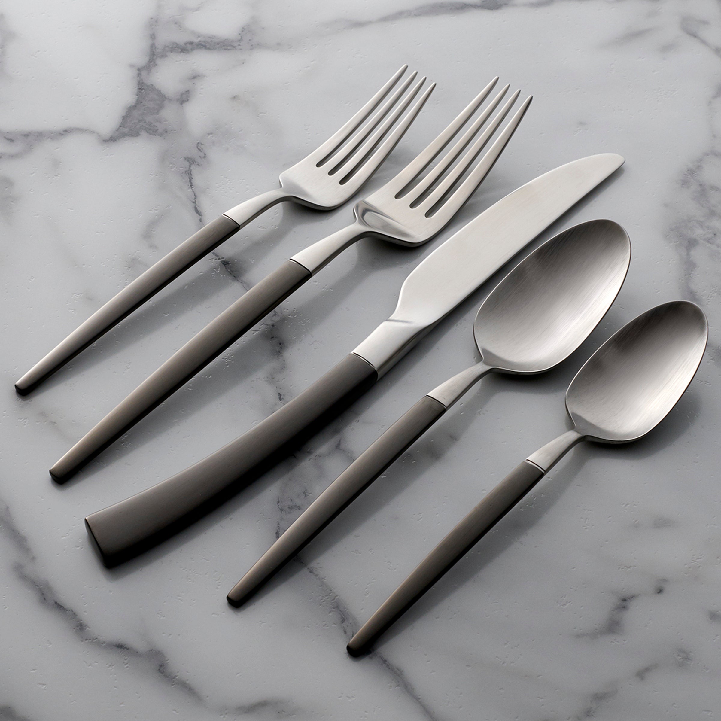 Adjacent Midnight 20-Piece Stainless Steel Flatware Set - Elegant Silverware for Fine Dining, Dinner Parties & Everyday Use
