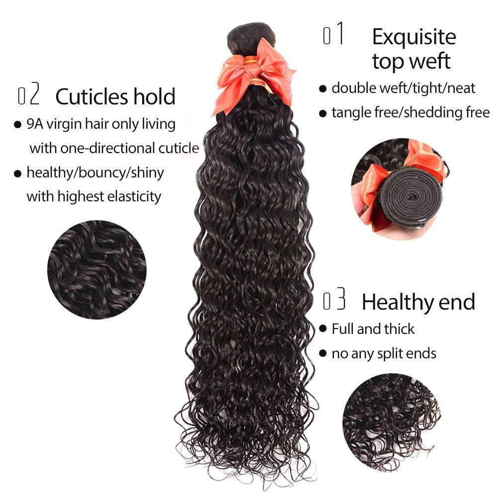 22 24 26 Inch Wet and Wavy Human Hair Bundles | Brazilian Virgin Curly Hair Extensions | 3 Bundles 180% Density Natural Color | Perfect for Daily Styling, Parties & Special Occasions