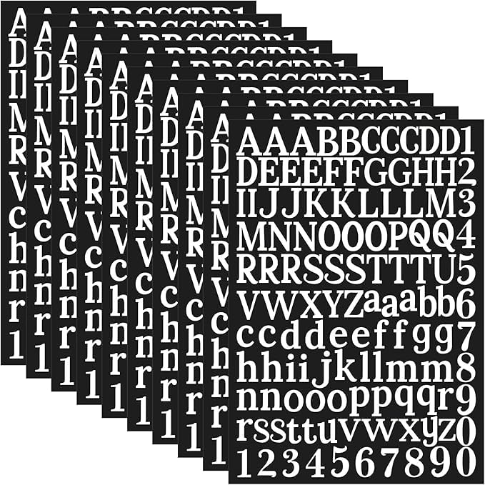 1210 Pieces Self-Adhesive Vinyl Letter Stickers - 10 Sheets Alphabet & Number Decals for Signs, Doors, Cars, Business Address - White Vinyl Letters for Home, Office & Vehicle Decoration