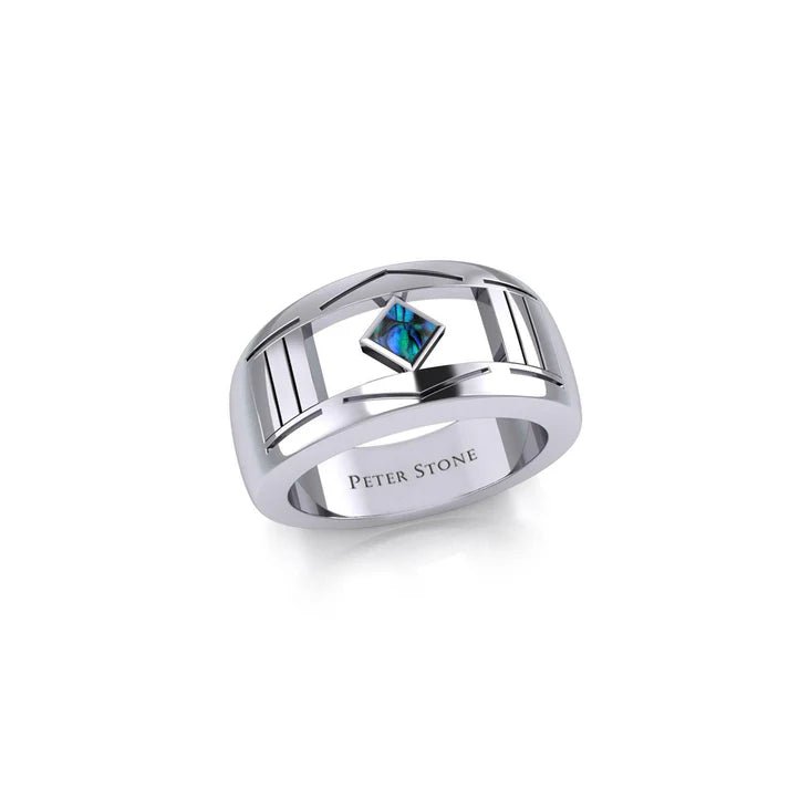 Sterling Silver Modern Ring with Inlaid NA Recovery Symbol - Elegant Jewelry for 12 Step Program, Sobriety Gifts & Addiction Recovery Support (TRI2437)