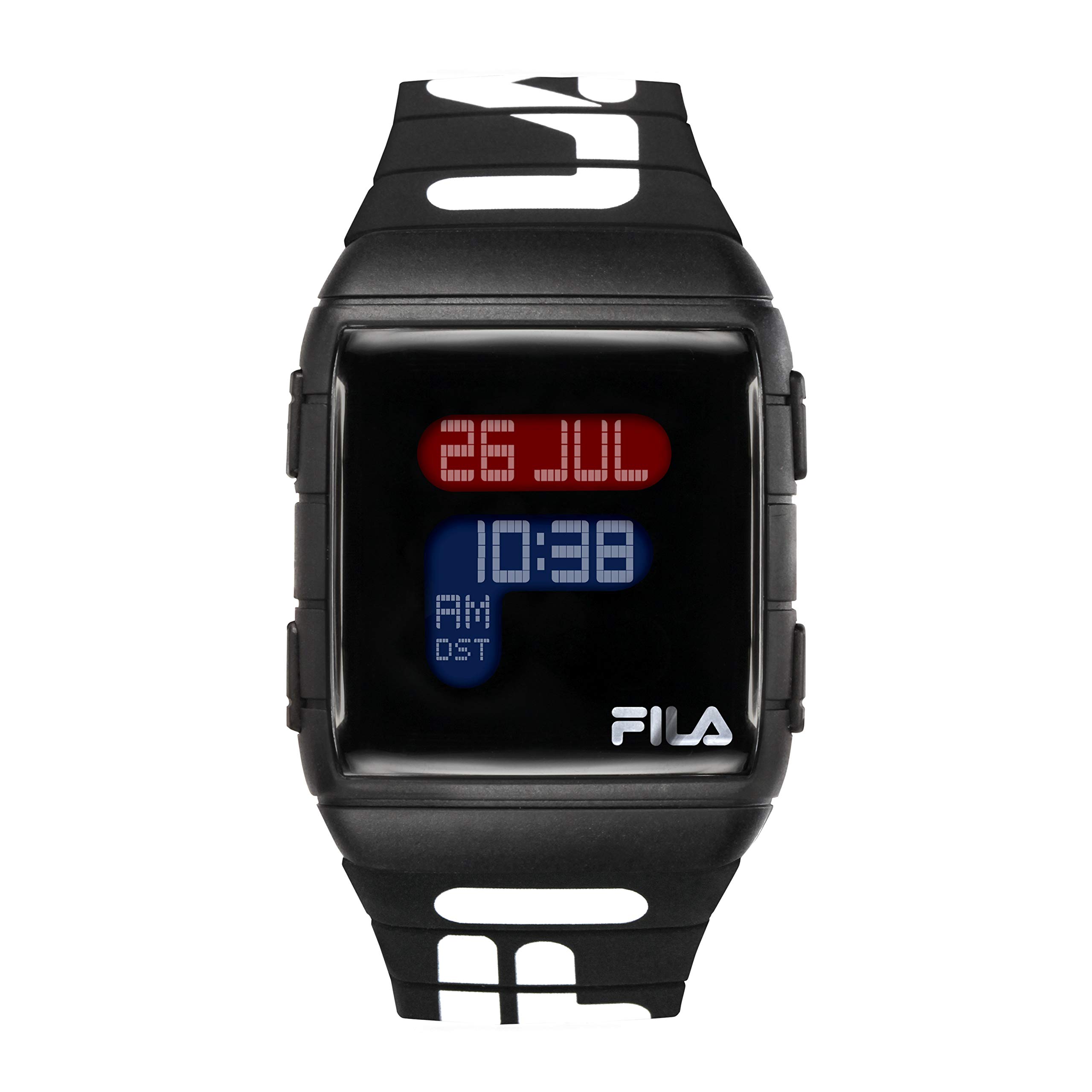FILA Digital Watch for Men & Women - Black Silicone Bracelet Watch for Sports & Casual Wear