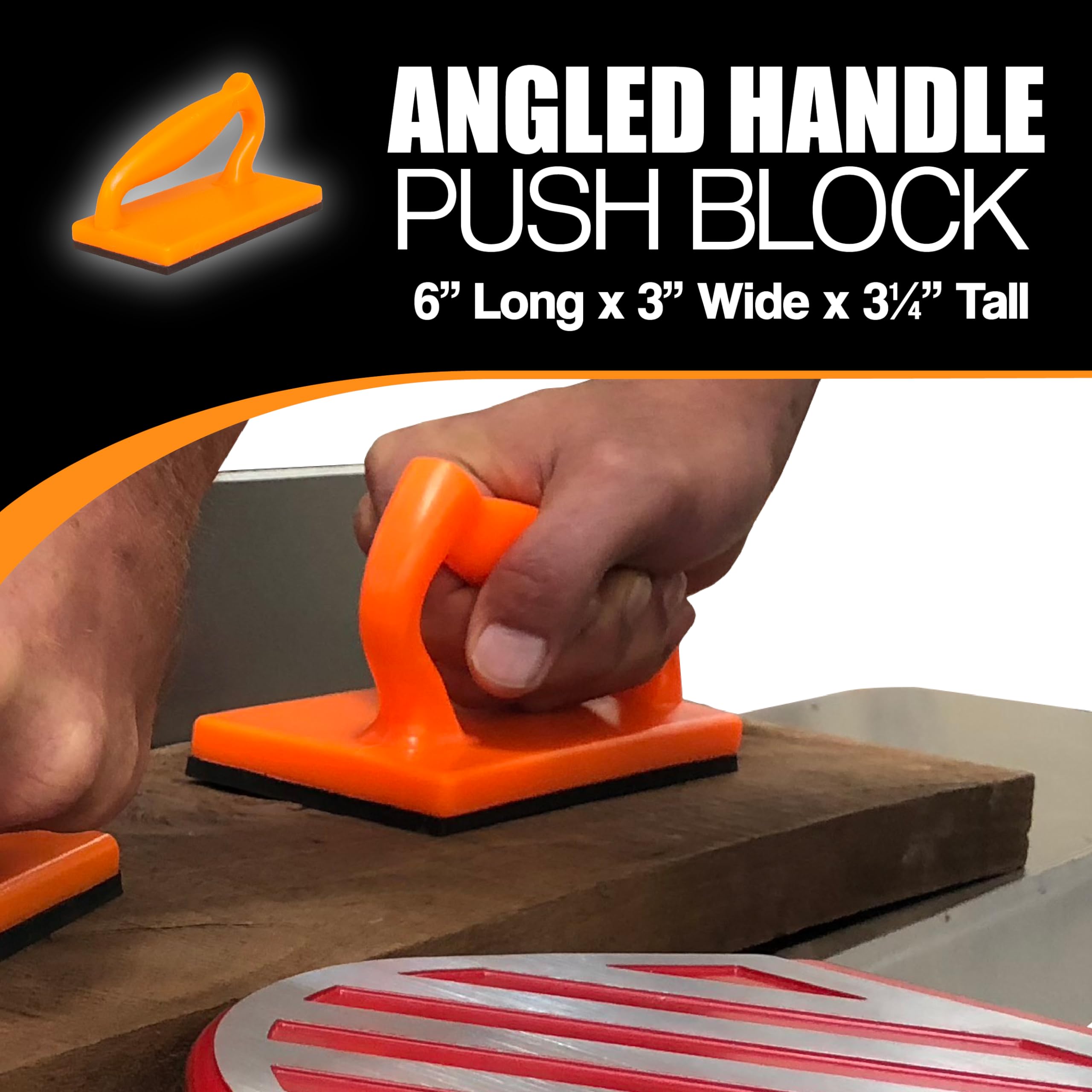 5-Piece Safety Push Block and Push Stick Set in Bright Orange - Essential for Router Tables, Jointers, Band Saws & Woodworking Machinery | Perfect for Workshop Safety & Precision Wood Cutting