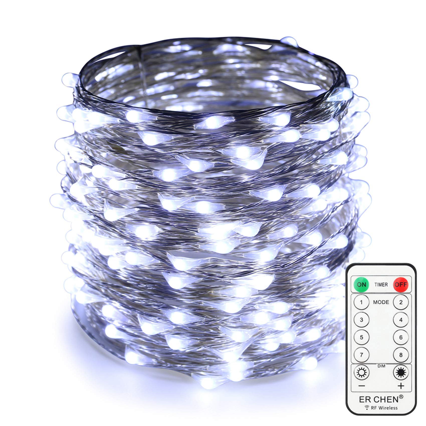 500 LED Dimmable Fairy String Lights - 165ft Super Long Silver Coated Copper Wire with Remote Control | Indoor & Outdoor Christmas Decorations for Bedroom, Patio, Garden, Wedding & Party (Cool White)