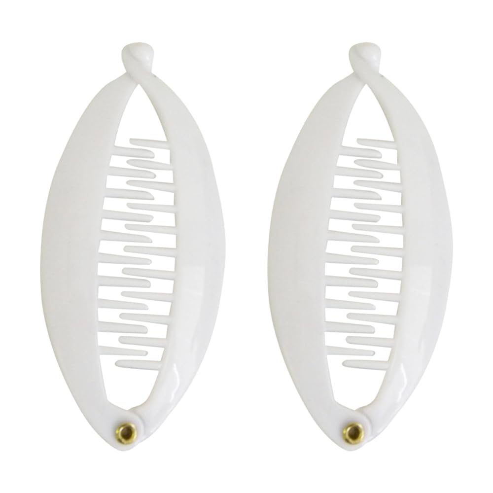 White 3.5 Inch Mini Banana Clip Hair Clincher - Rounded Edges Hair Comb for Women, Girls, and Teens - Perfect for School, Work, and Everyday Styling