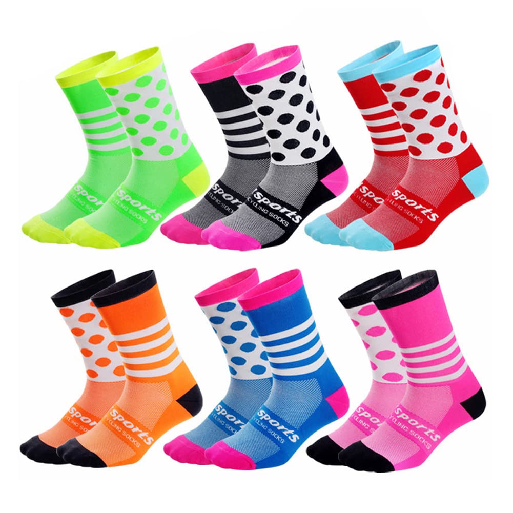Cycling Socks for Men & Women - Breathable Bike Riding Socks for MTB, BMX, XC Sports - Athletic Ankle Socks in Black, Pink, Blue, Green & Orange - Perfect for Road Cycling, Mountain Biking & Indoor Training
