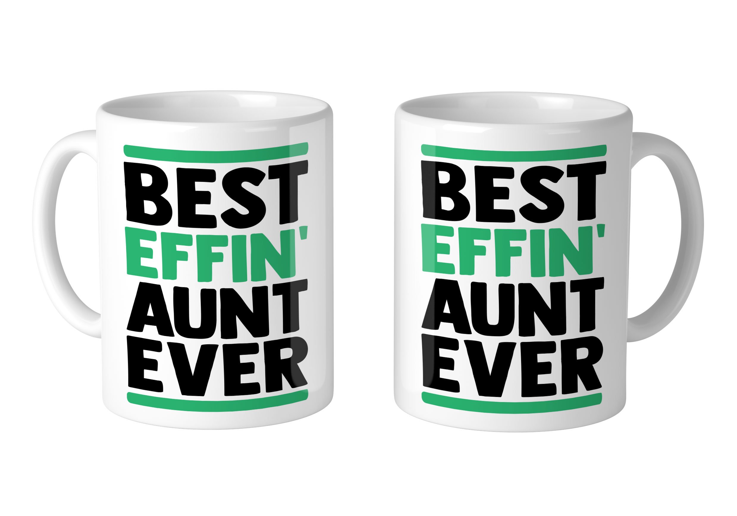 Best Effin' Aunt Ever - 11 oz Ceramic Coffee Mug Set of 2 - Funny Gift for Aunt, Sister, Mom - Perfect for Coffee, Tea & Hot Chocolate at Home or Office