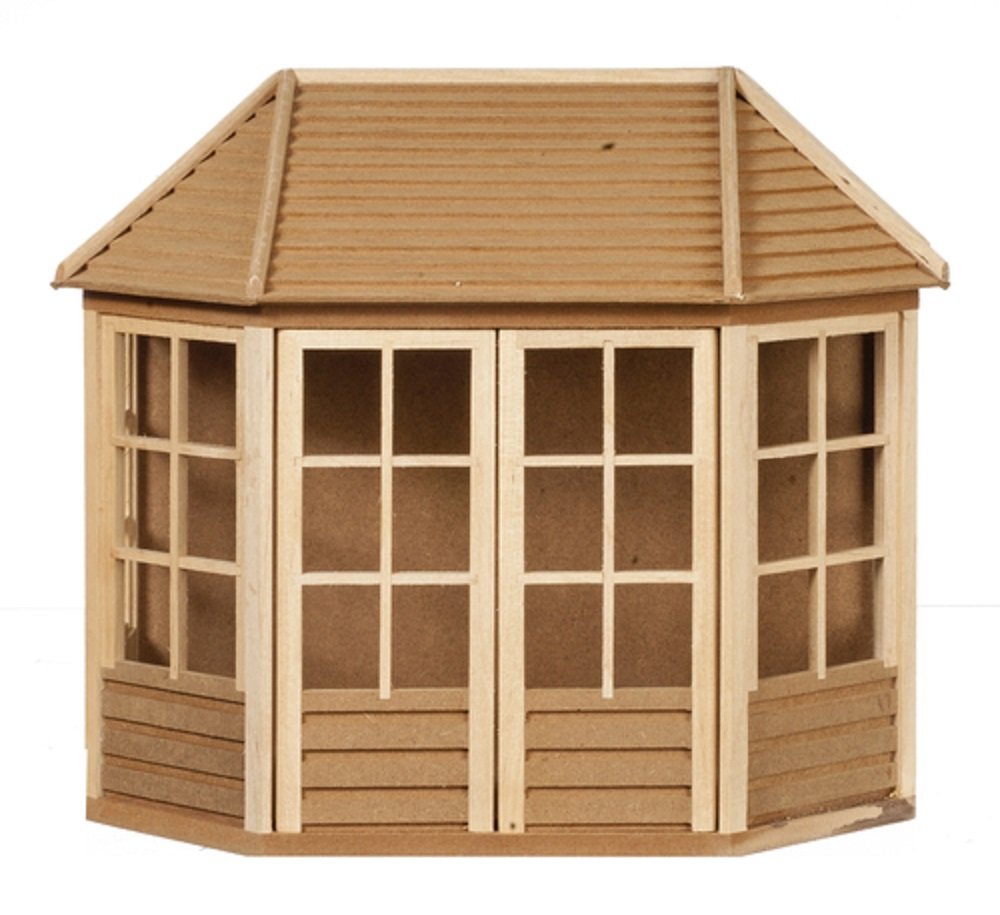 Melody Jane Dollhouse Summer House Garden Shed - Unfinished Wood 1:12 Scale Miniature Model for DIY & Collectors - Perfect for Home Decor, Kids Playroom & Miniature Gardening