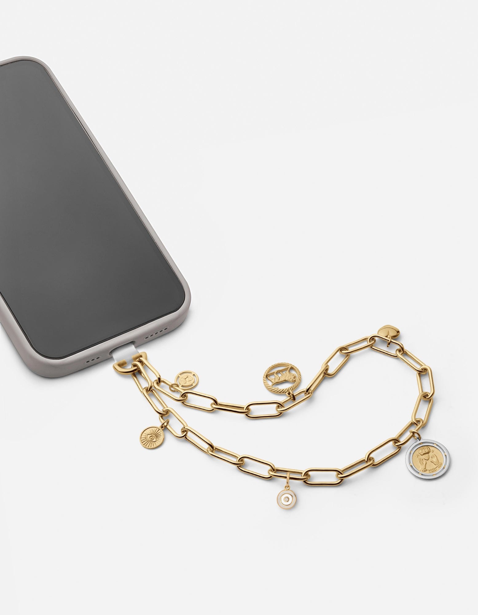 Volt Link Phone Strap with Gold Charms - Secure & Stylish Phone Lanyard for iPhone, Samsung, Smartphones - Perfect for Work, Travel, and Everyday Use