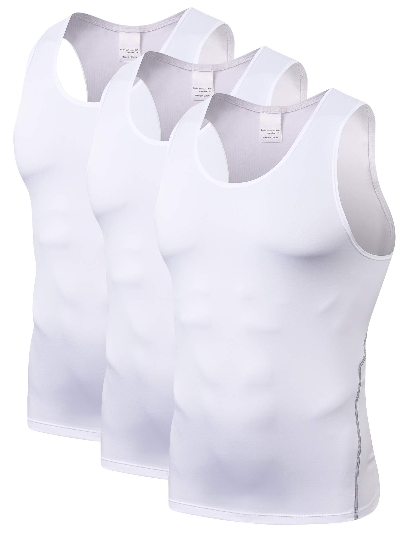 Men's Compression Sports Tank Top - Moisture Wicking & Breathable Workout Shirt YEL1001 for Running, Gym & Training