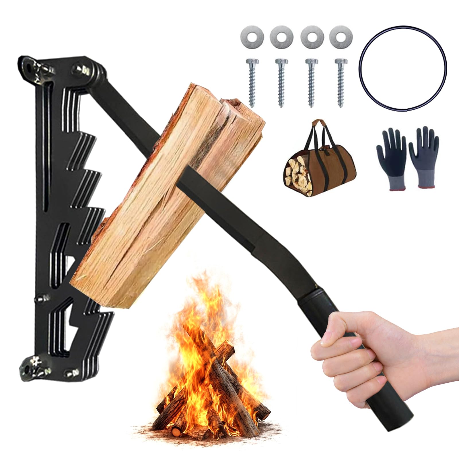 2024 Wall Mounted Kindling Splitter - Heavy Duty Carbon Steel Manual Firewood Splitter for Indoor & Outdoor Use - Perfect for Fireplaces, Camping & Wood Stoves