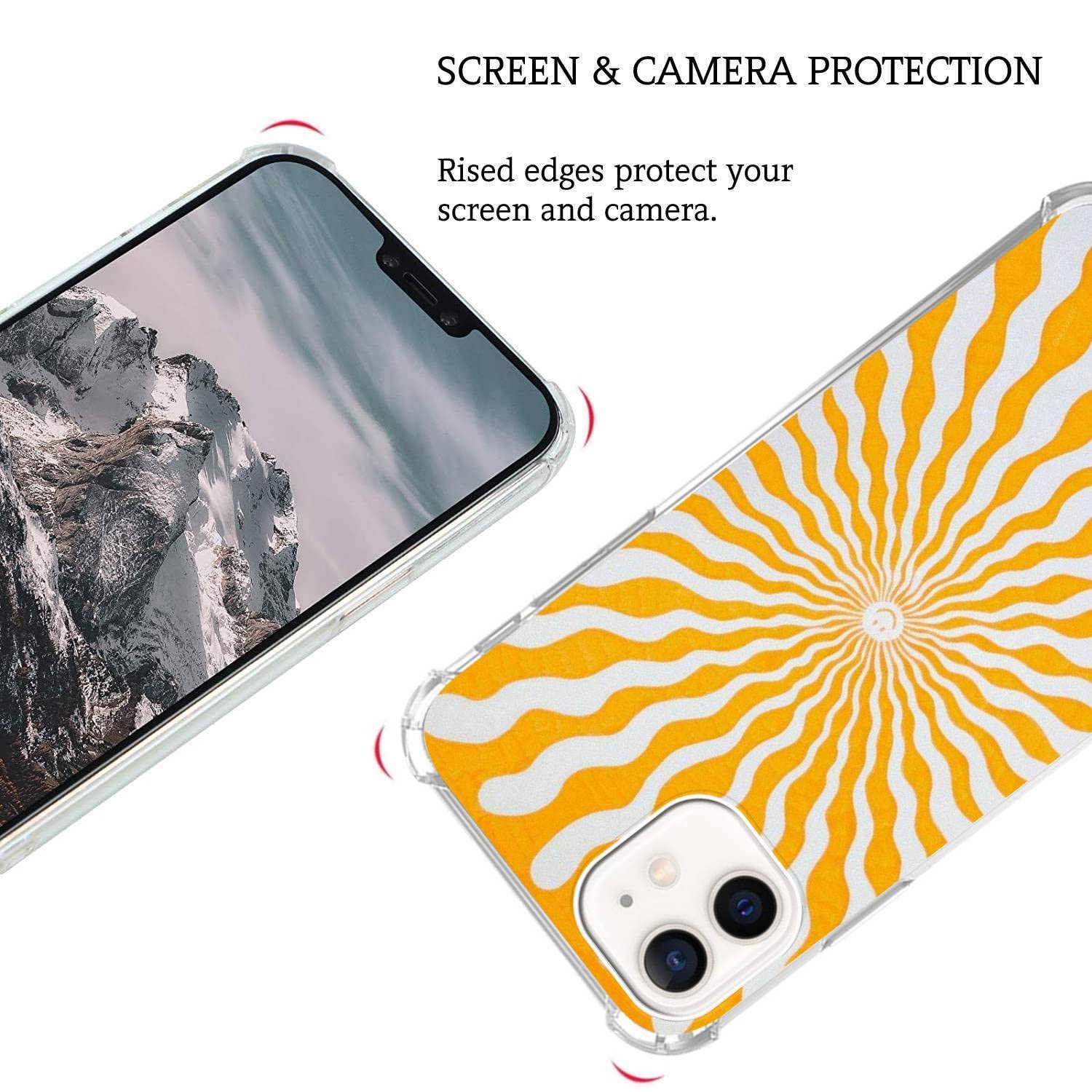 **Hippie Sun Retro Phone Case for iPhone 12 Pro Max - Trendy TPU Bumper Cover with Smile Face Design for Women, Men & Teens - Perfect for Music Festivals, Travel & Boho Style**