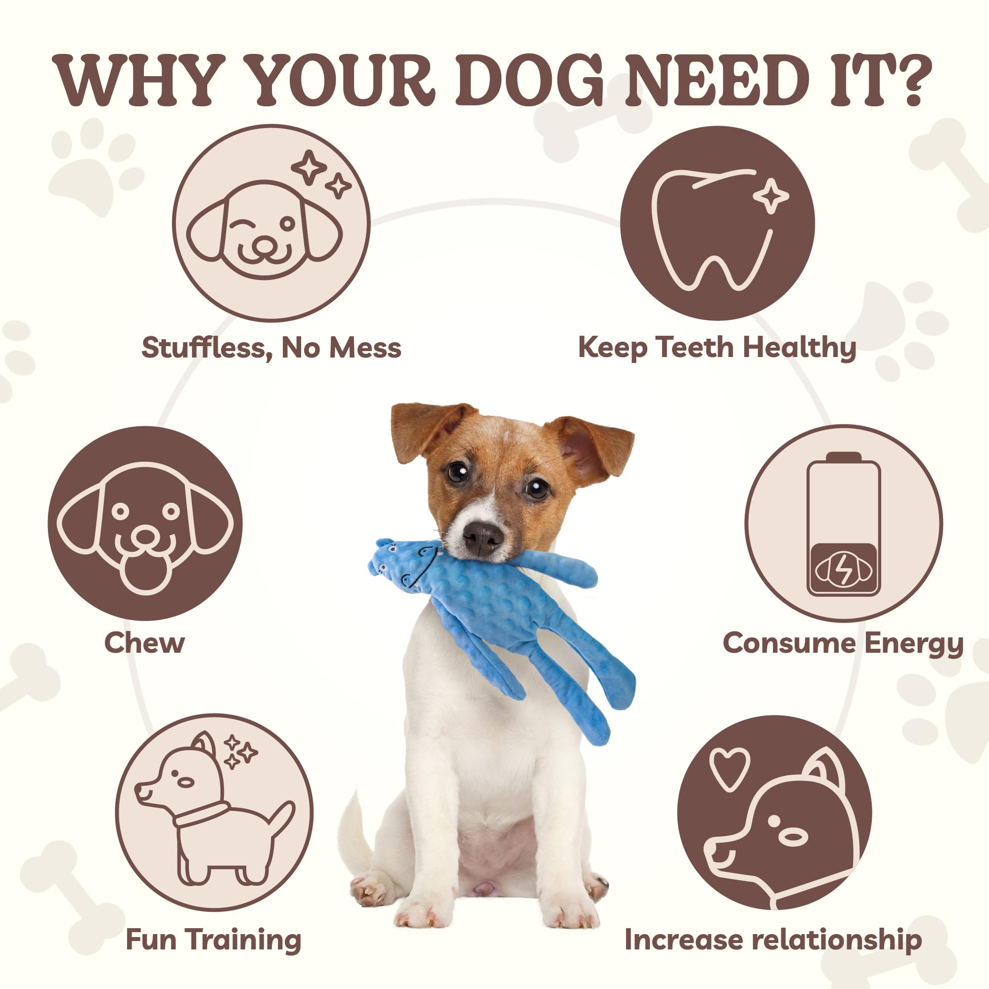 SHARLOVY No Stuffing Squeaky Dog Toys for Large Dogs - 3 Pack Crinkle Puppy Teething Chew Toys, Durable Plush Interactive Dog Chews for Aggressive Chewers | Long-Lasting Entertainment for Boredom Relief & Dental Health