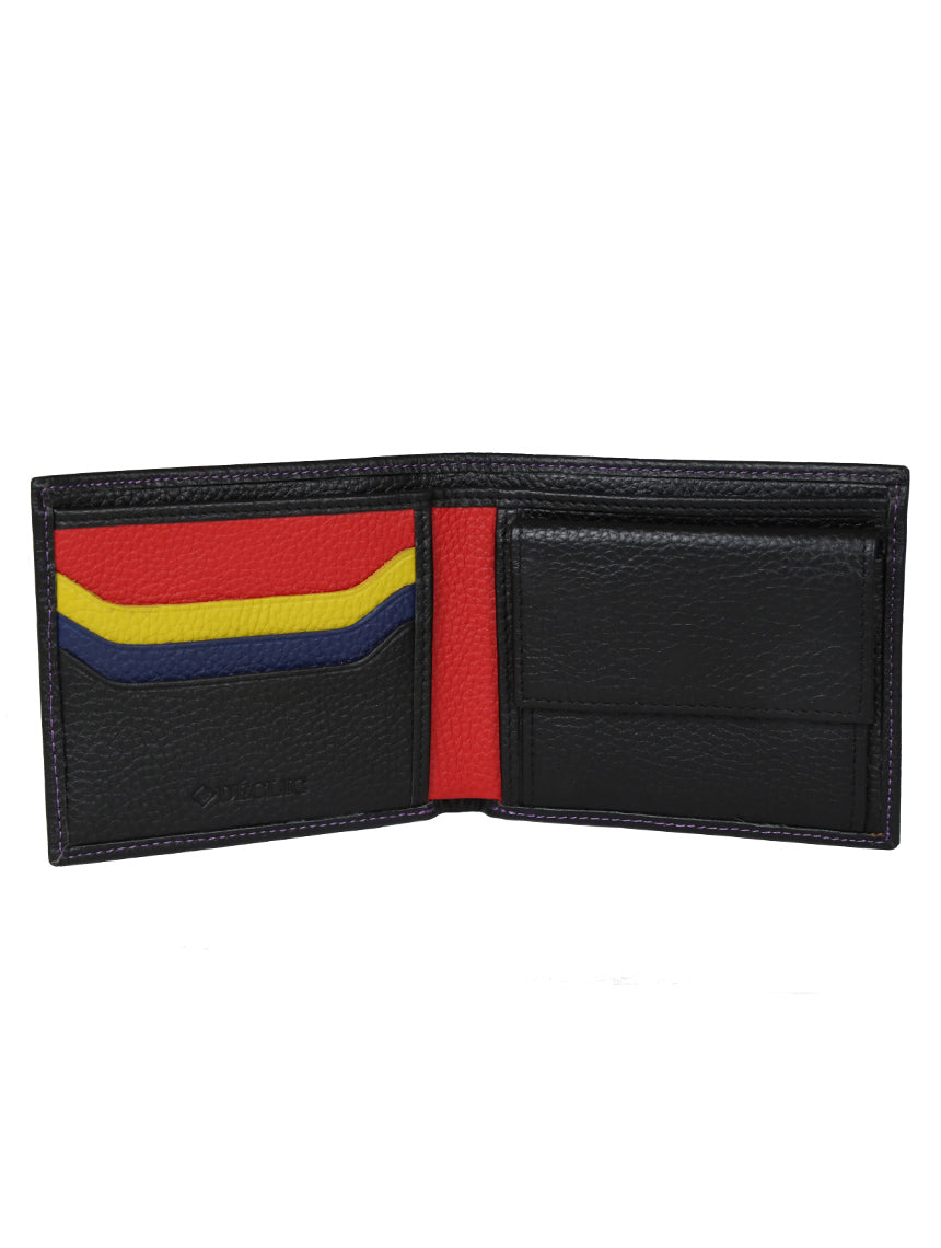 DÉCLIC Racer Stripe Bi-Fold Wallet for Men - Slim RFID Blocking Leather Wallet with Card Slots - Perfect for Everyday Carry, Travel & Business (Black)