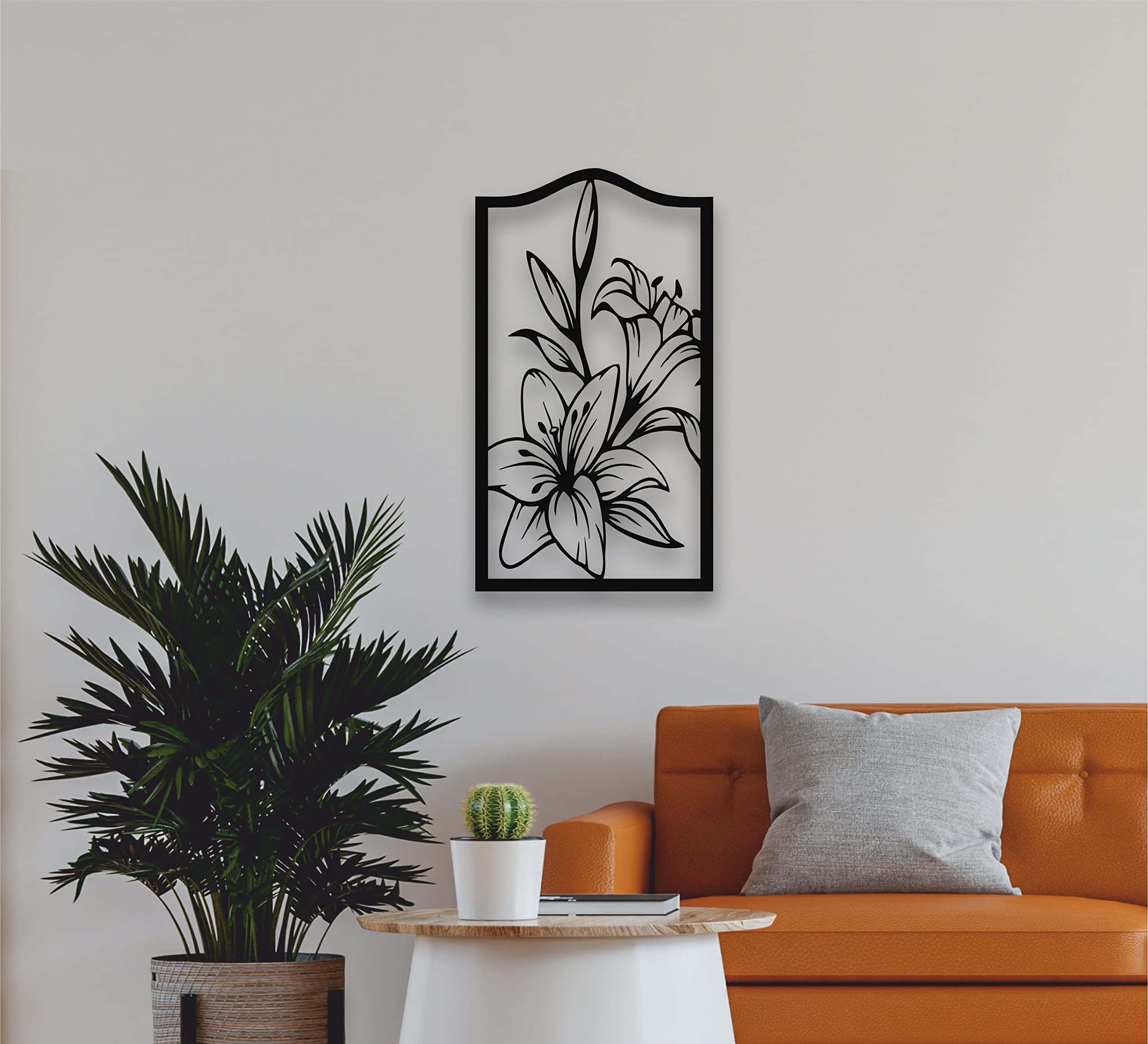 3D Metal Lily Flower Wall Art - Black Metal Wall Decor for Home & Office - 17