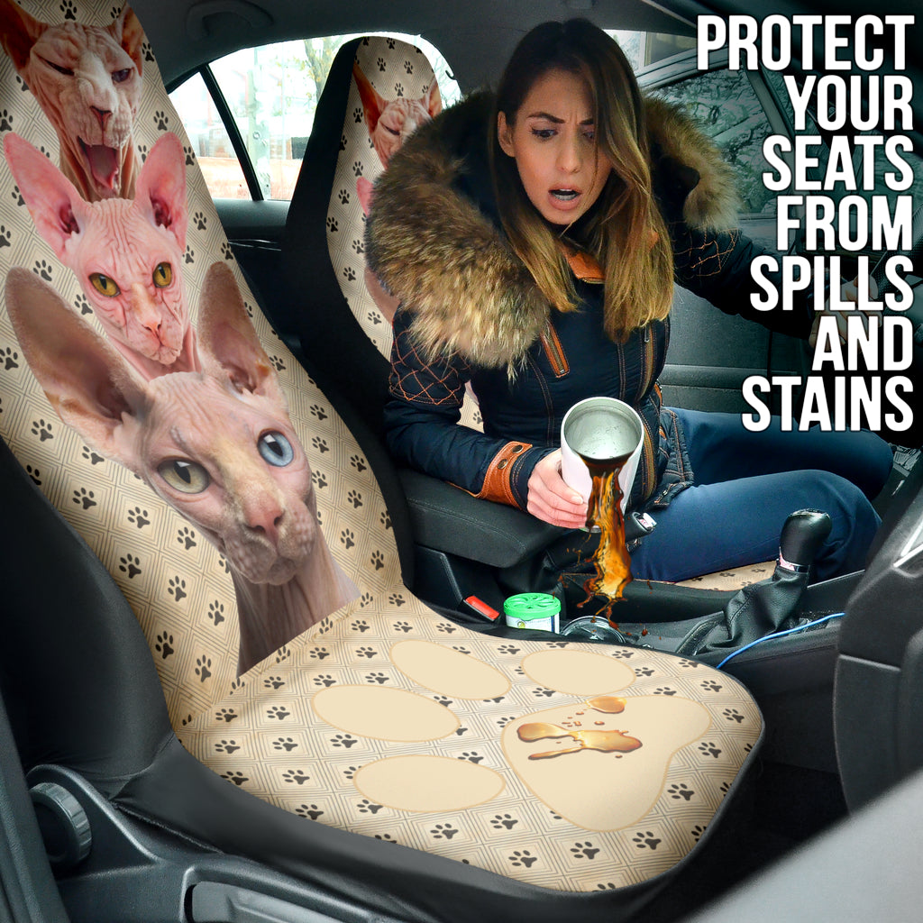 Premium Sphynx Cat Design Car Seat Covers - Universal Fit for Cars, SUVs & Trucks - Soft & Durable Auto Accessories for Pet Lovers - Perfect for Road Trips & Daily Commutes