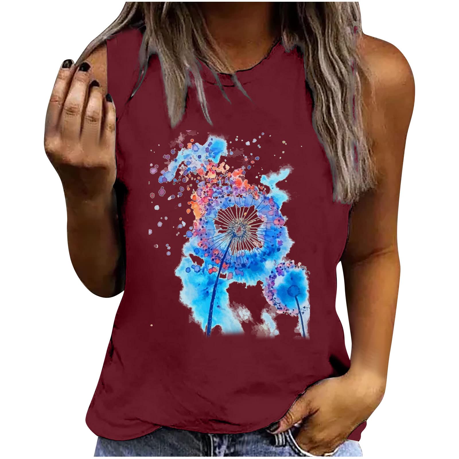 Luciava Women's Summer Tank Tops - Loose Fit Cute Printed Sleeveless Casual Shirts | Breathable Comfort for Workout, Yoga & Beach Wear