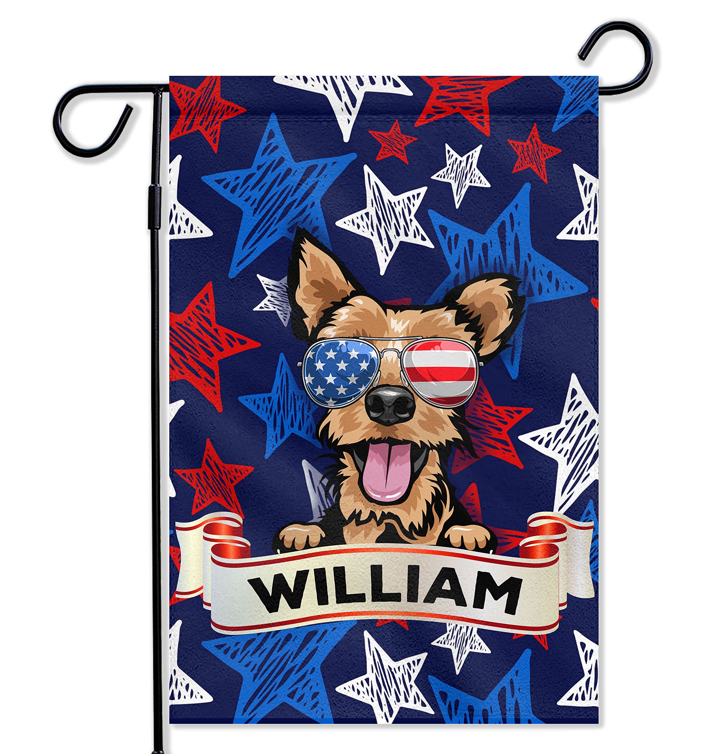 Personalized Welsh Terrier Dog Patriotic Garden Flag - Double Sided 12x18 Inch USA Memorial Day & 4th of July Decoration - Perfect for Outdoor Yard Decor, Front Porch Display, and Seasonal Holiday Celebrations