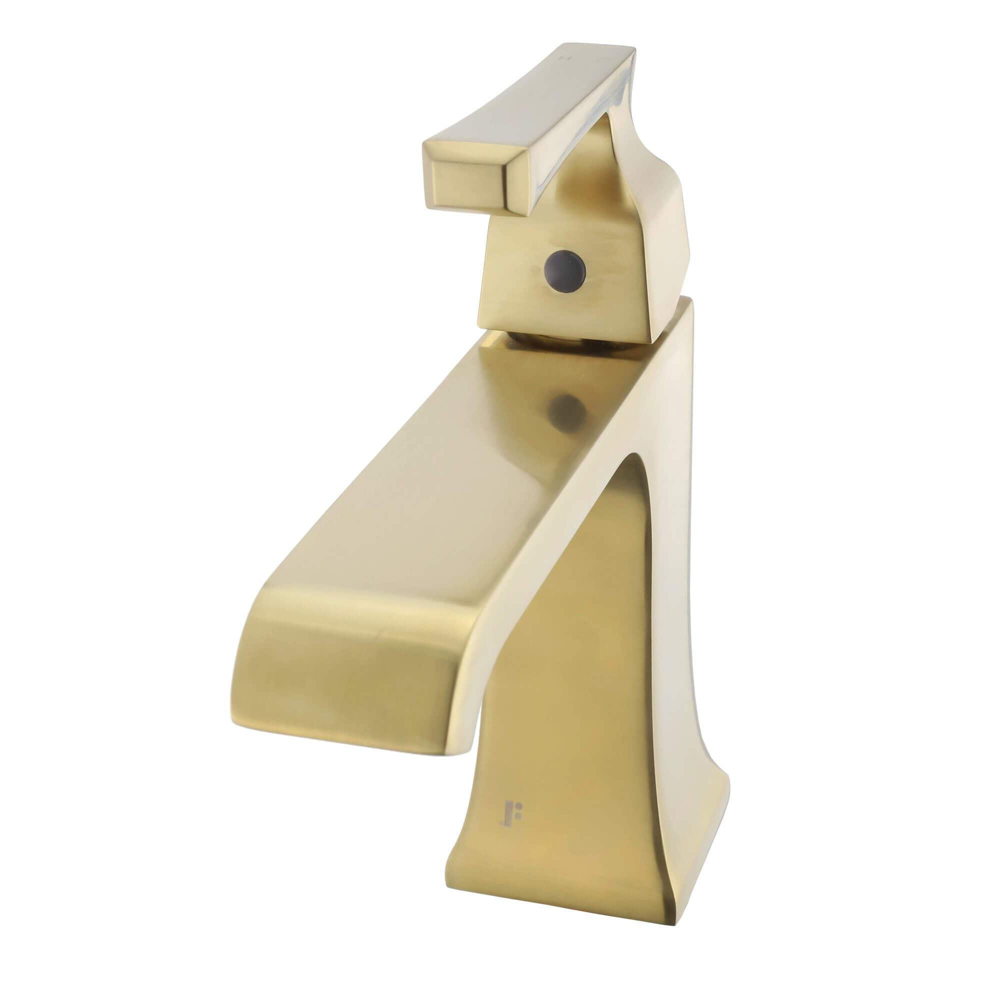 Fine Fixtures Arched Square Single Hole Bathroom Faucet in Satin Brass - Modern Waterfall Bathroom Sink Faucet for Vanity, Powder Room & Guest Bath