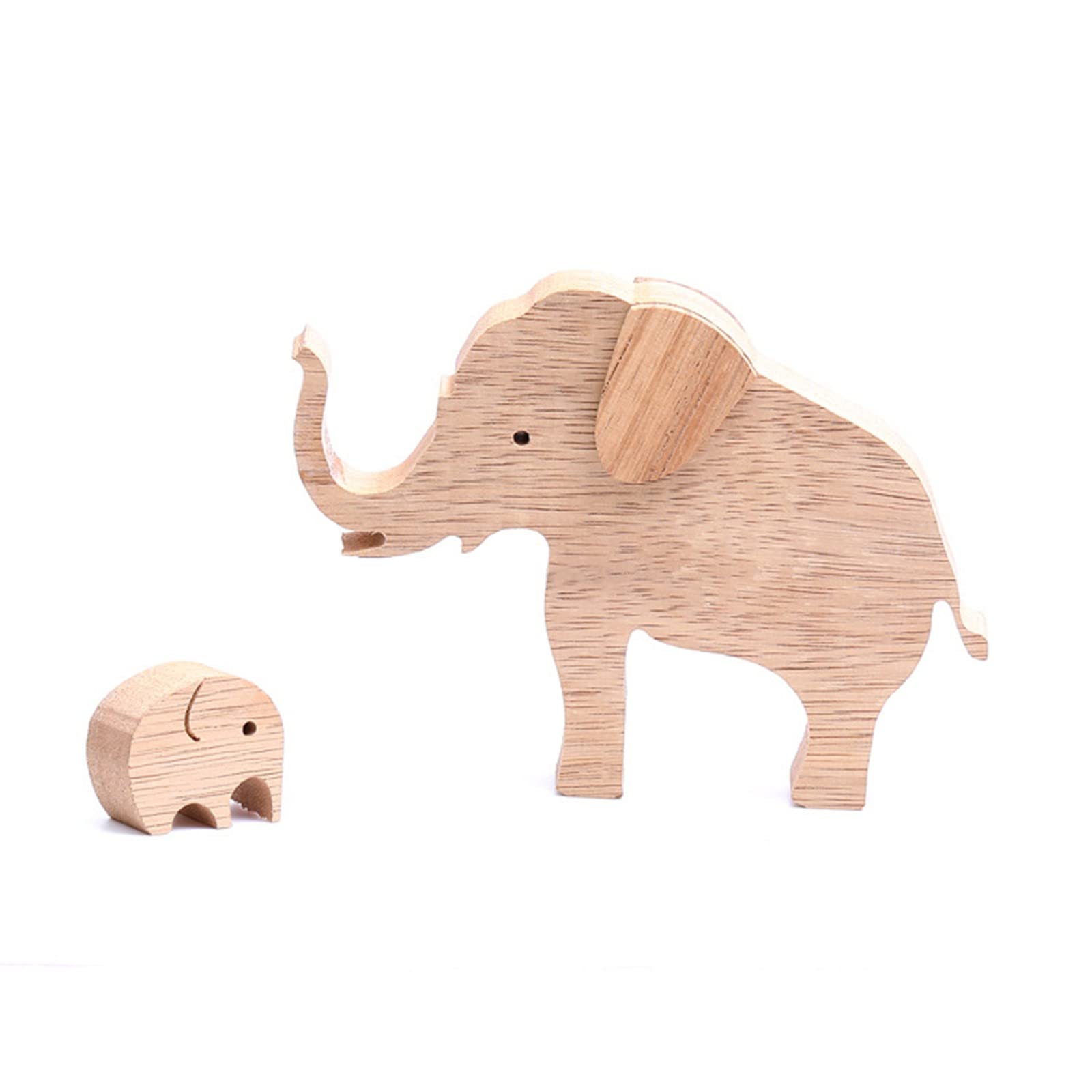 Vintage Wooden Elephant Carving Decor - Handmade Western Style Tabletop & Bedroom Ornament for Home, Living Room, Mother's Day Gift - Perfect for Boho Home Decor, Nursery Accent, and Farmhouse Style Interior Design