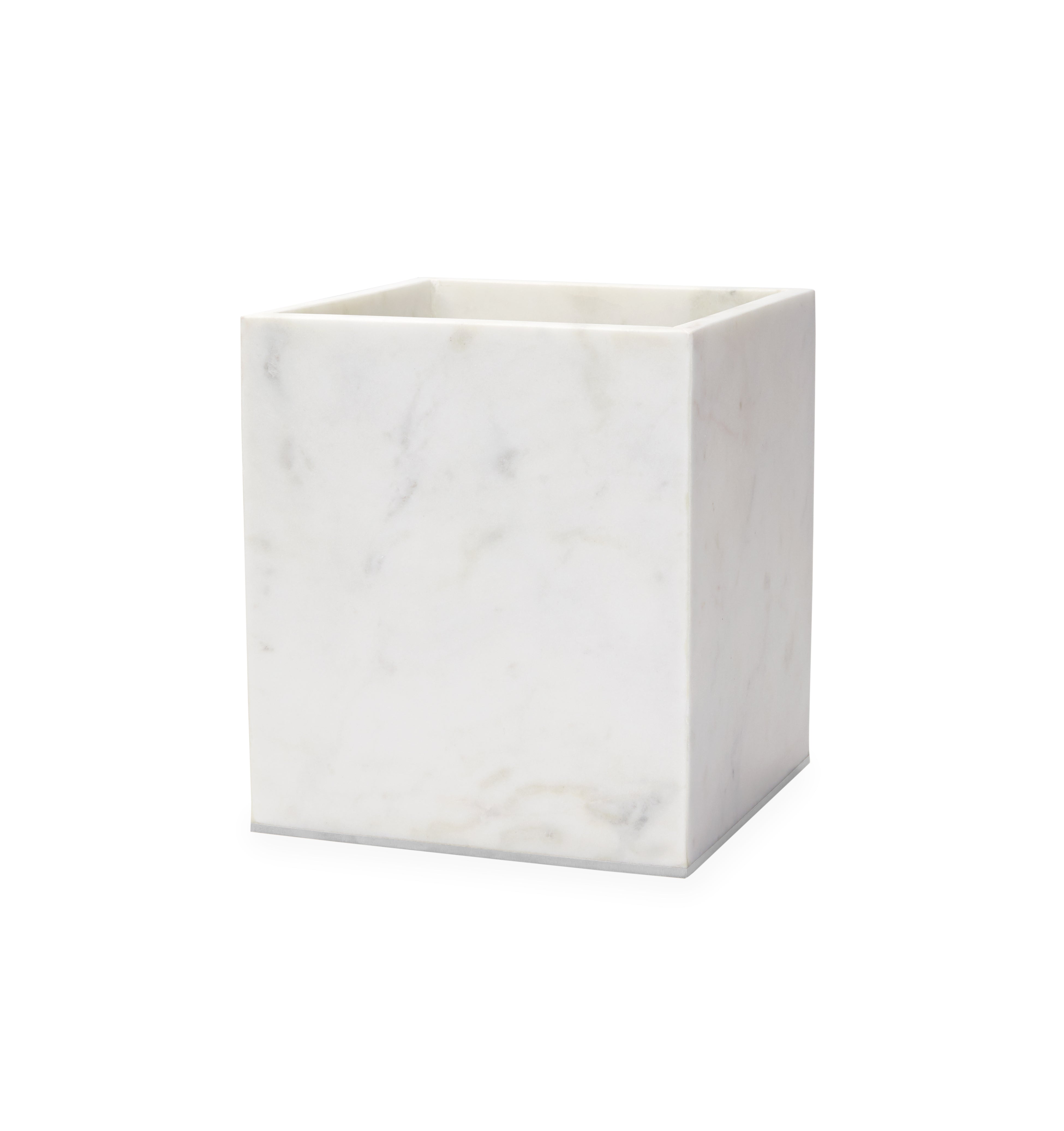 Premium White Marble Waste Basket - Elegant Trash Can for Home & Office - Perfect for Living Room, Bathroom, or Bedroom Decor