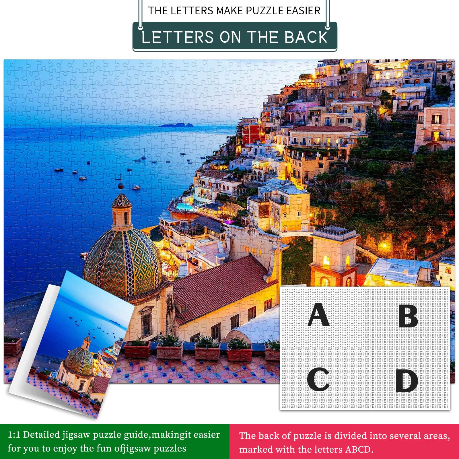 1000 Piece Jigsaw Puzzle for Adults - Impossible Colorful Bridge Puzzle Game, Family Brain Teaser, Positano Twilight Fantasy Art - Perfect for Relaxation, Stress Relief & Family Bonding Time