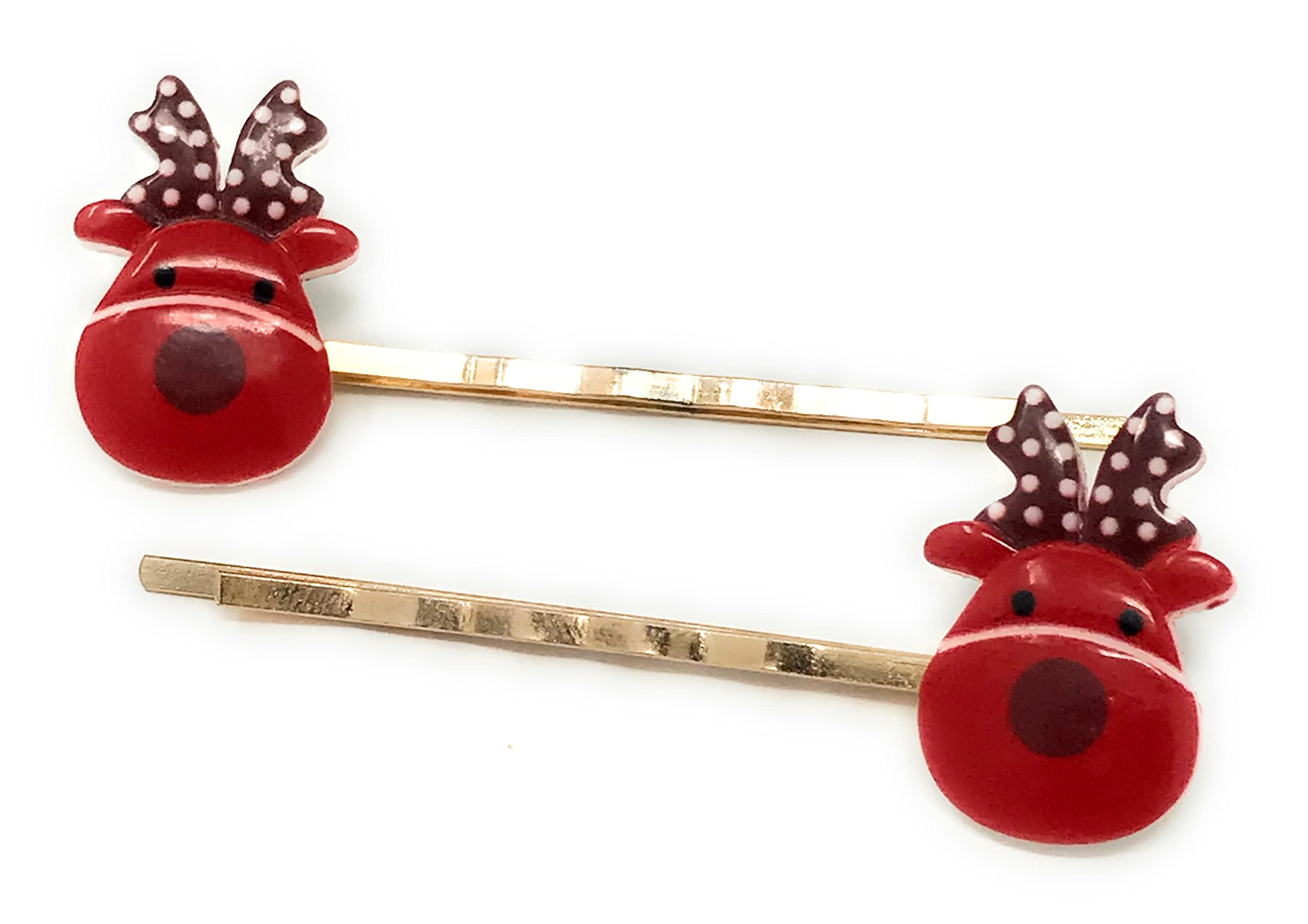 Festive Reindeer Hair Clips for Women - Christmas Hair Accessories Set with Decorative Barrette and Bobby Pins - Perfect for Holiday Parties, Gift Exchanges & Seasonal Photo Shoots