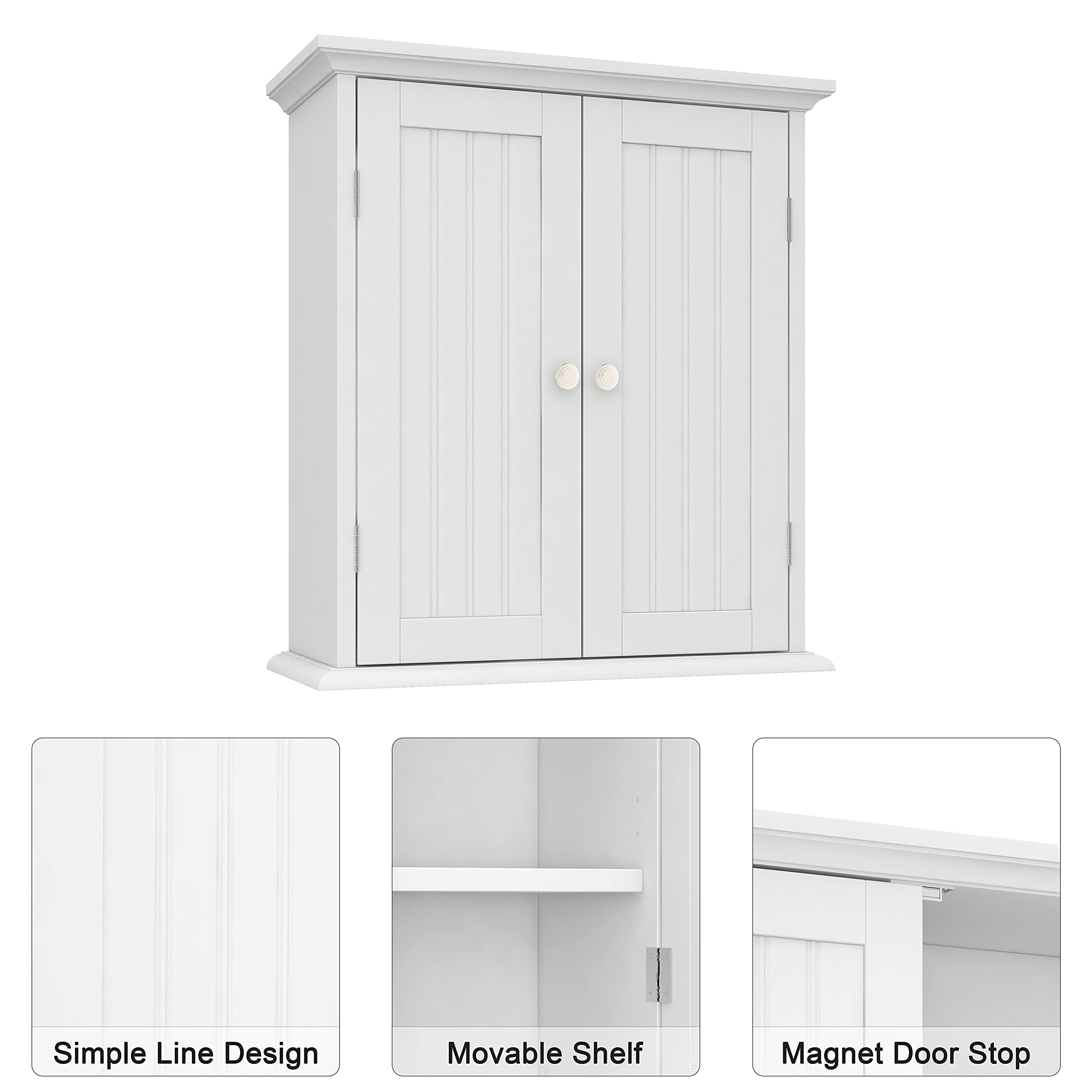 ChooChoo Bathroom Wall Cabinet - Over The Toilet Space Saving Storage Organizer with 2 Doors & Adjustable Shelves - White Medicine Cabinet for Bathroom Organization - Perfect for Small Bathrooms, Apartments & Powder Rooms