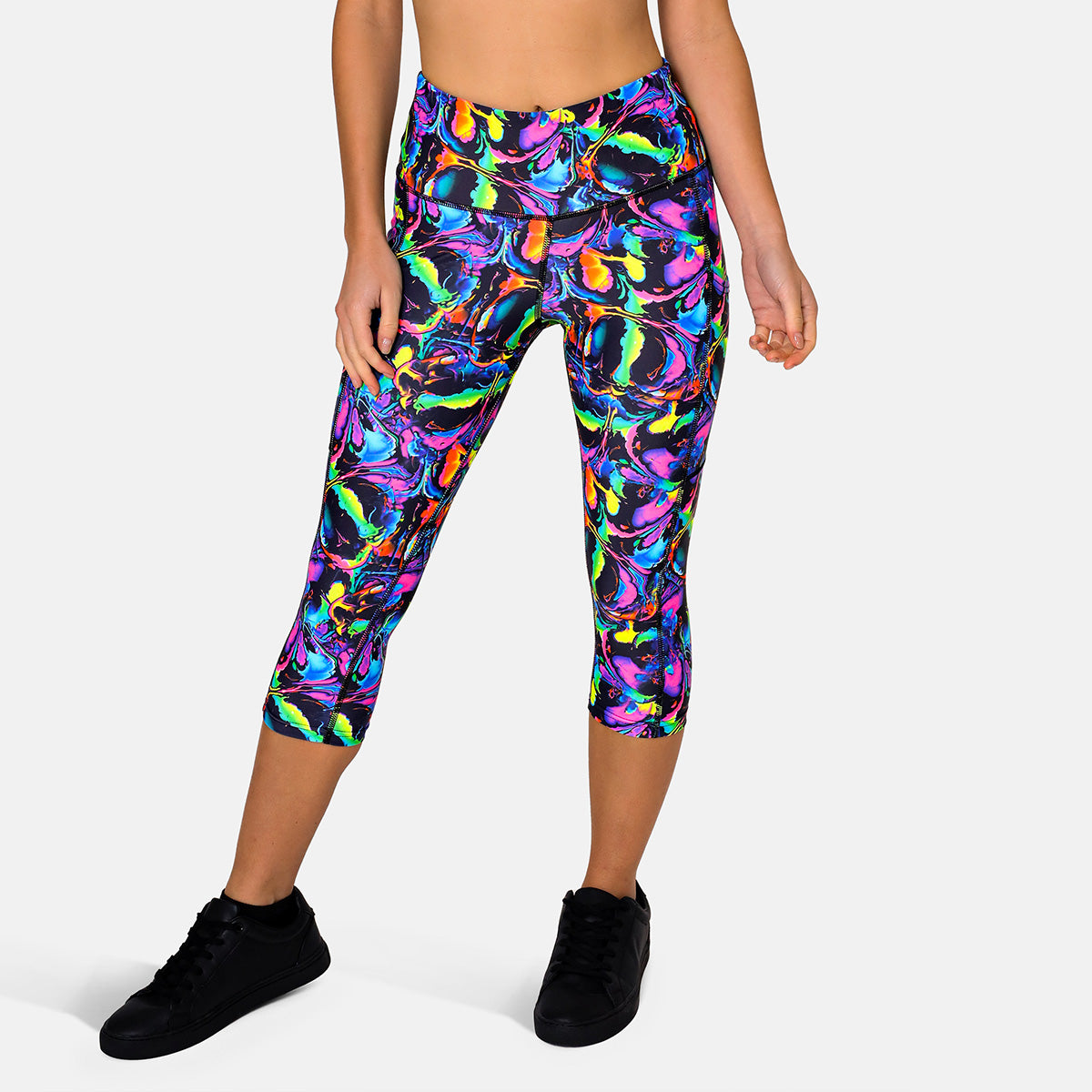Liquid Glow Capri Pants - High Waisted Yoga Pants for Women, Seamless Workout Leggings with Pockets - Perfect for Yoga, Running, Gym & Lounge Wear