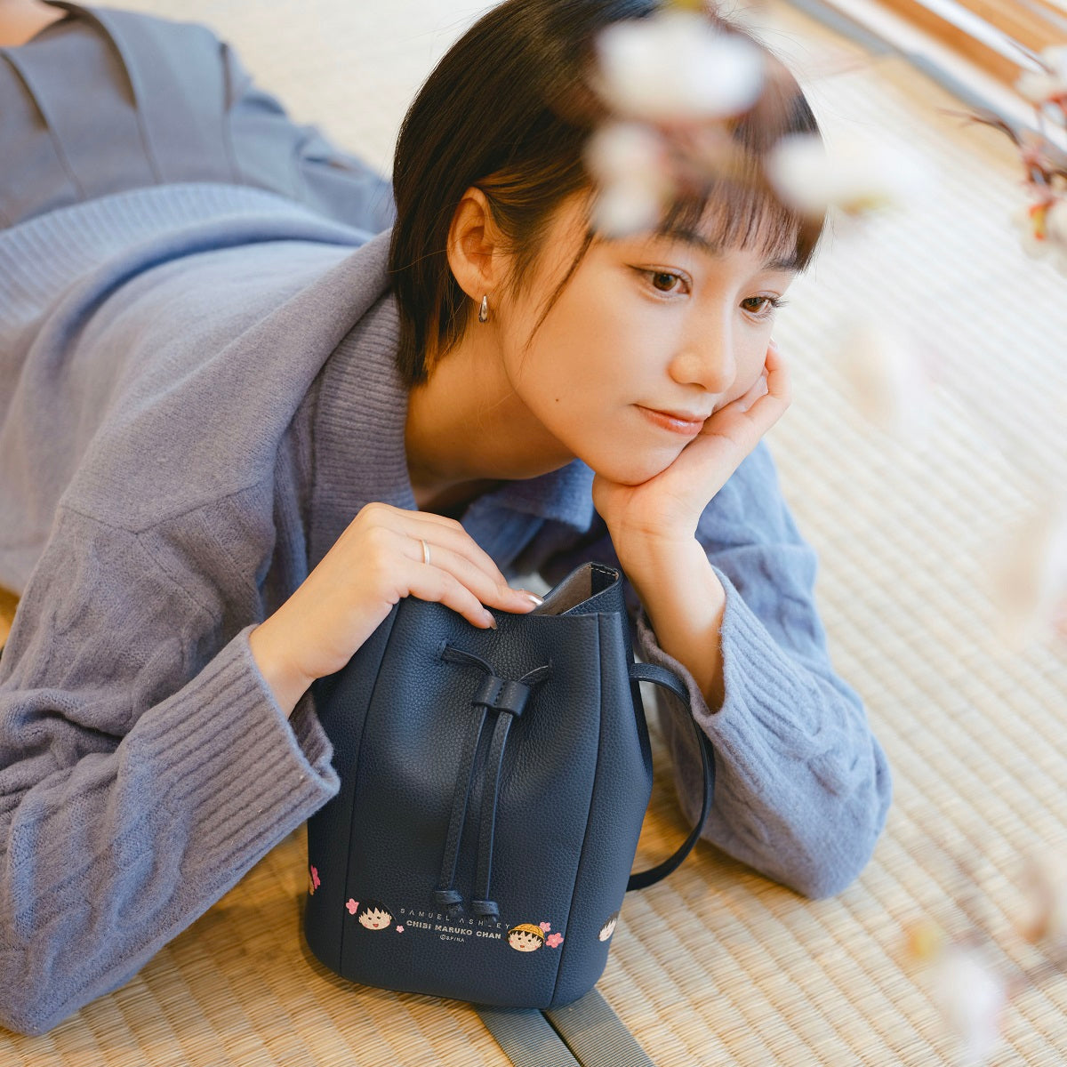 Samuel Ashley x Chibi Maruko Chan Genuine Leather Bucket Bag for Women | Cute Anime Crossbody Purse | Perfect for Daily Use, Travel & Cosplay