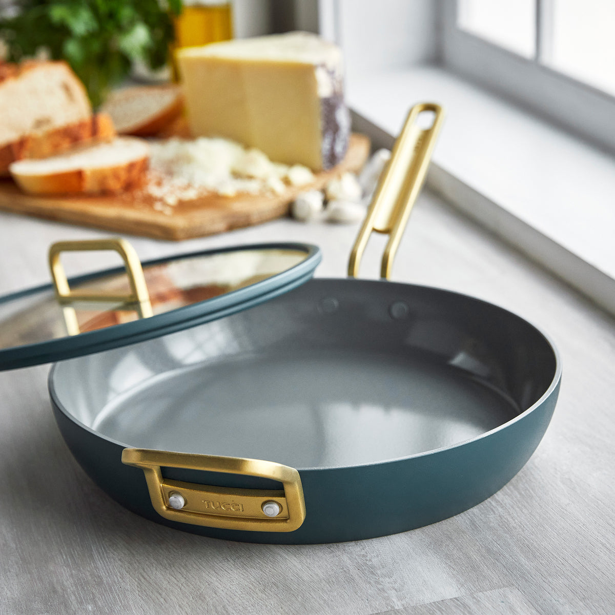 Stanley Tucci™ Ceramic Nonstick 4-Piece Fry Pan Set with Cookbook | Venetian Teal | Perfect for Sauteing, Frying & Everyday Cooking | Non-Toxic & PFOA-Free