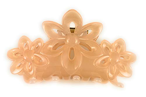 Pale Pink Hair Claw Clip - 3.5 Inch Butterfly Floral Plumeria Hair Clip for Women & Girls | Non-Slip Plastic Hair Clamp for Ponytail, Half-Up Styles & Everyday Wear