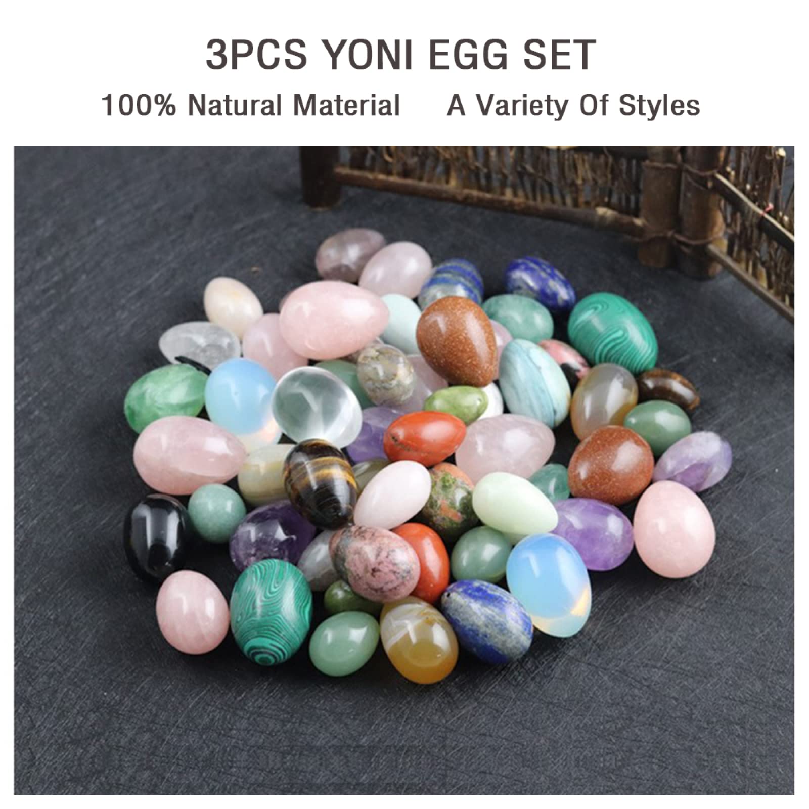 Natural Giada Yoni Egg Set for Women - Rose Quartz & Aventurine Crystal Kegel Exerciser - Enhance Intimate Wellness & Pelvic Floor Strength - Perfect for Yoga, Meditation & Self-Care Rituals