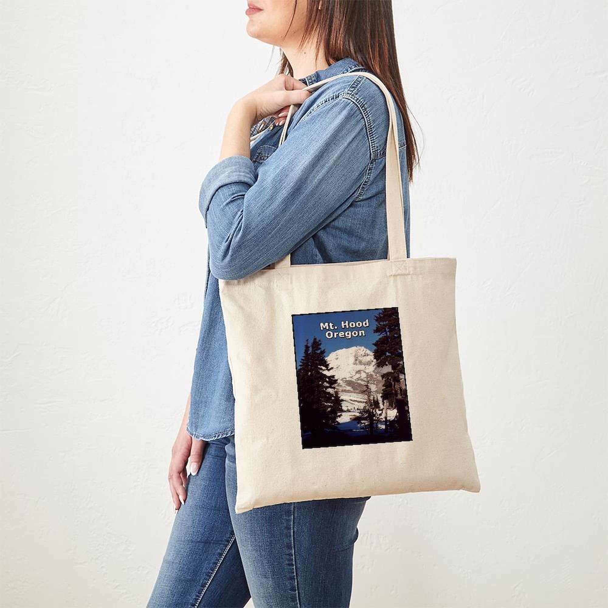 Mt. Hood Oregon Tote Bag - Natural Canvas Reusable Shopping Bag for Groceries, Beach & Travel | Eco-Friendly Carryall