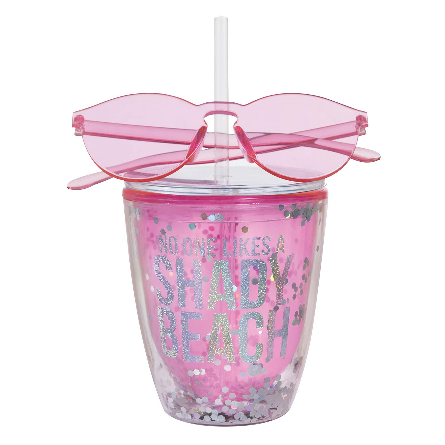 Slant Collections Creative Brands 2-Piece Acrylic Tumbler & Sunglasses Set - 10oz Insulated Cup with UV Protection Shades - Perfect for Beach Vacations, Pool Parties & Summer Outings