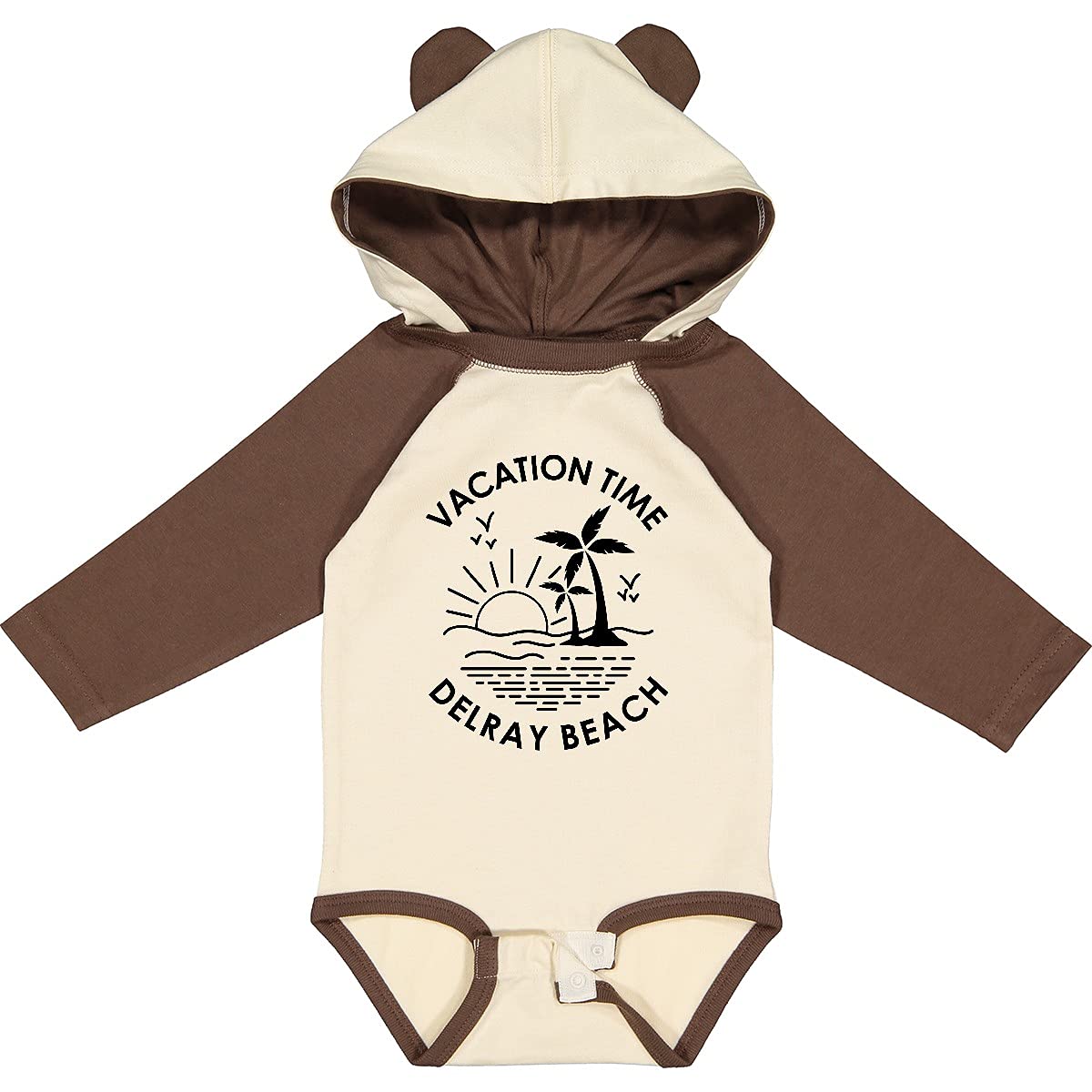 Inktastic Vacation Time in Delray Beach Long Sleeve Baby Bodysuit - Soft Cotton Creeper for Newborns & Infants - Perfect for Beach Trips & Family Photos