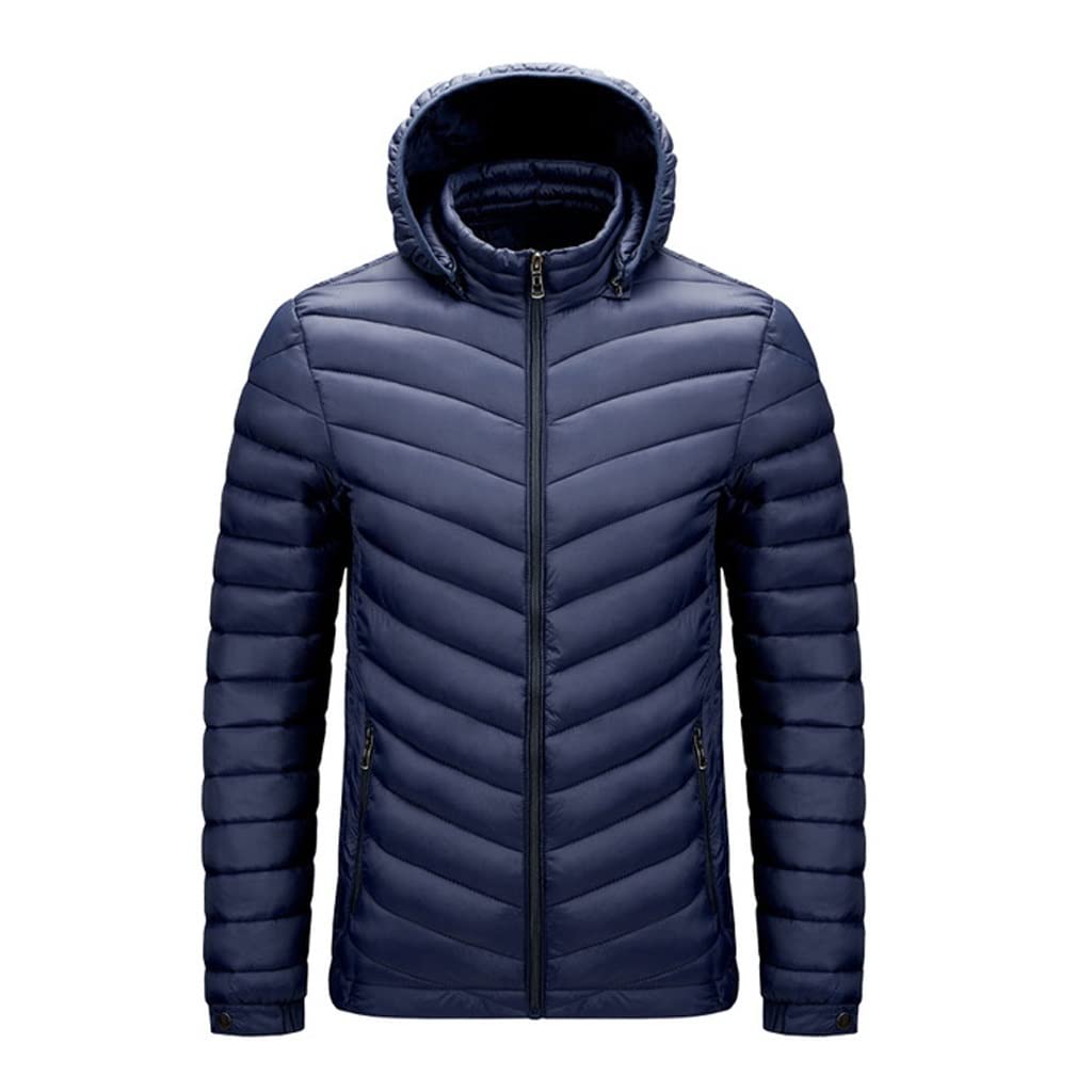 ZLDGYG Men's Winter Jacket with Detachable Hood - Warm Solid Color Coat for Men, Button Front Closure (Color: B, Size: XL) - Perfect for Outdoor Activities, Casual Wear & Cold Weather Protection