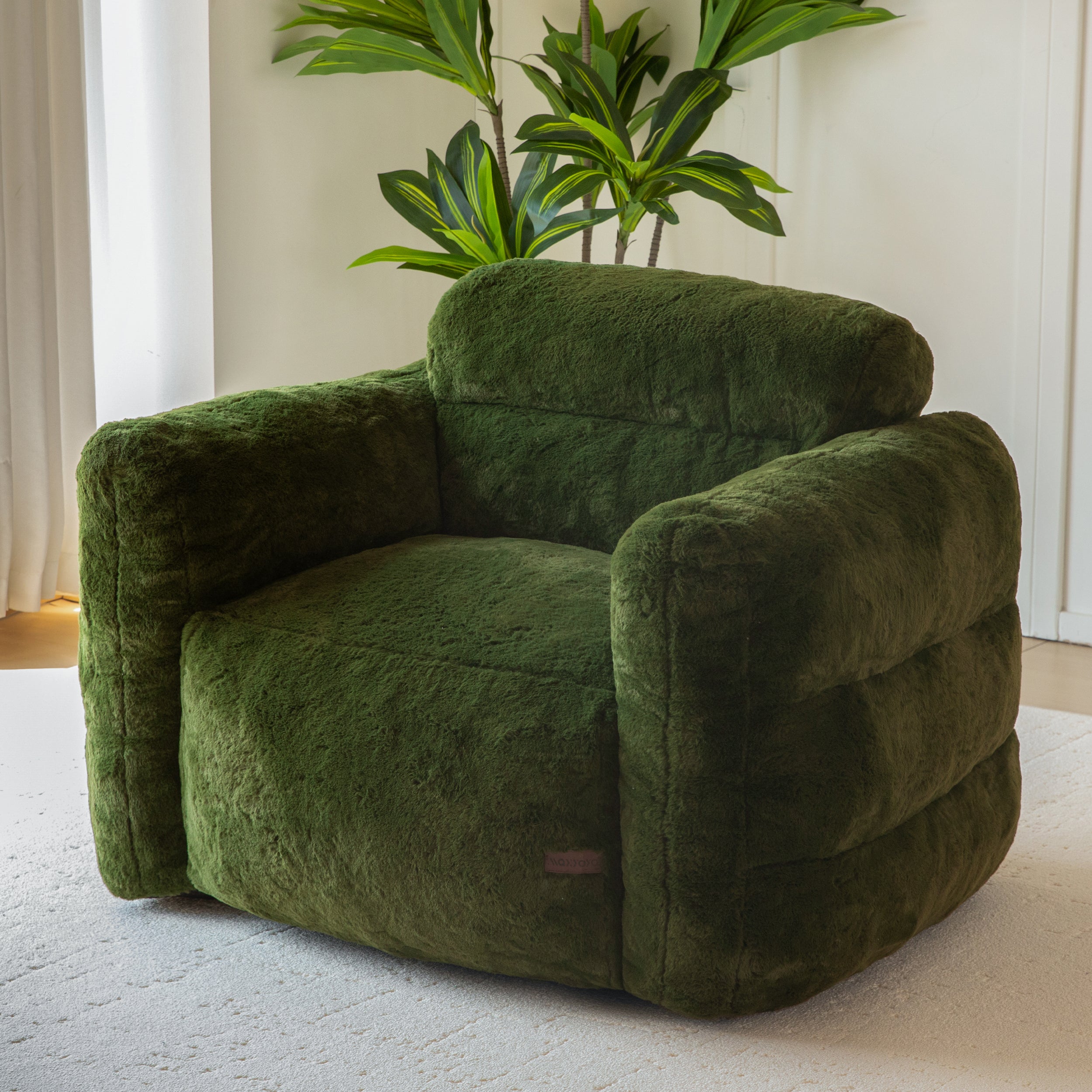 MAXYOYO Giant Bean Bag Chair for Adults - Ultra Soft Fluffy Oversized Floor Sofa for Living Room & Bedroom - Cozy Reading Chair with Filler (Green) - Perfect for Relaxing, Gaming & Movie Nights