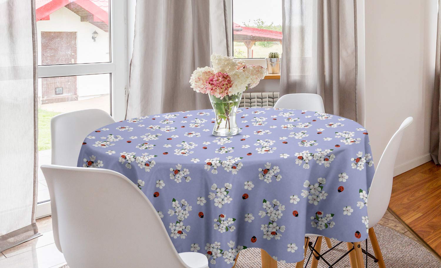 Ambesonne Floral Round Tablecloth 60