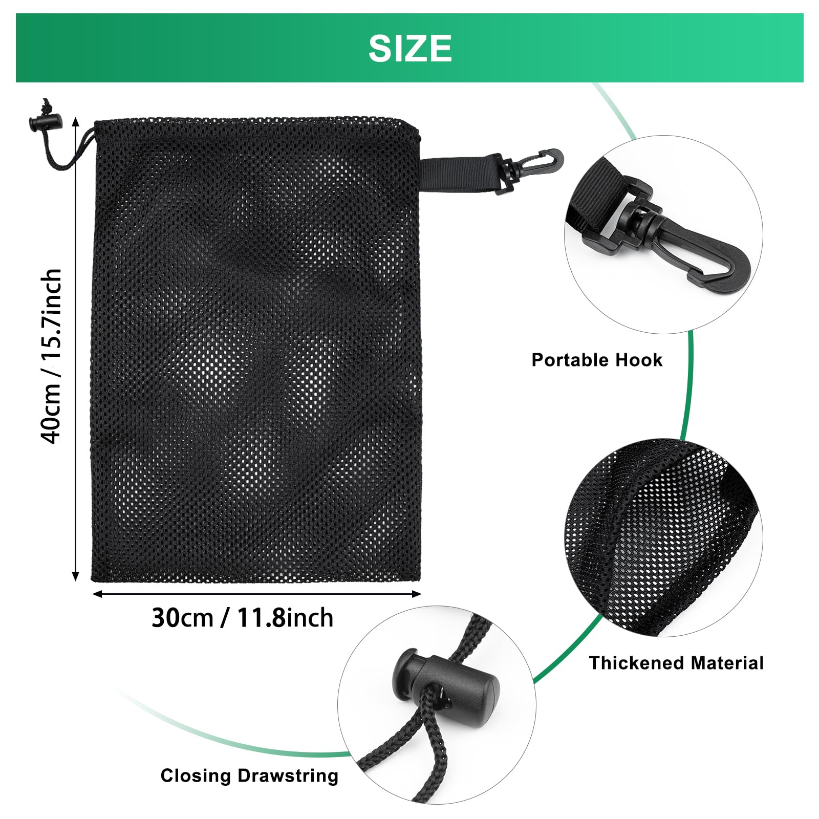 10 Pack Mesh Drawstring Bags with Clips - Durable Nylon Storage Pouches for Toys, Sports Gear & Outdoor Activities (11.8x15.7 Inches) - Perfect for Organizing, Travel & Camping Essentials