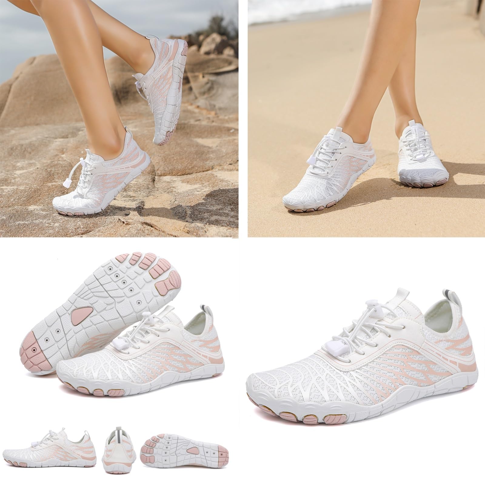 Barefoot Shoes for Women & Men - Wide Toe Box Non-Slip Breathable Waterproof Lightweight Walking Shoes - Unisex for Outdoor, Gym, Driving, Beach & Water Activities (White, Women's 8-8.5/Men's 6-6.5)