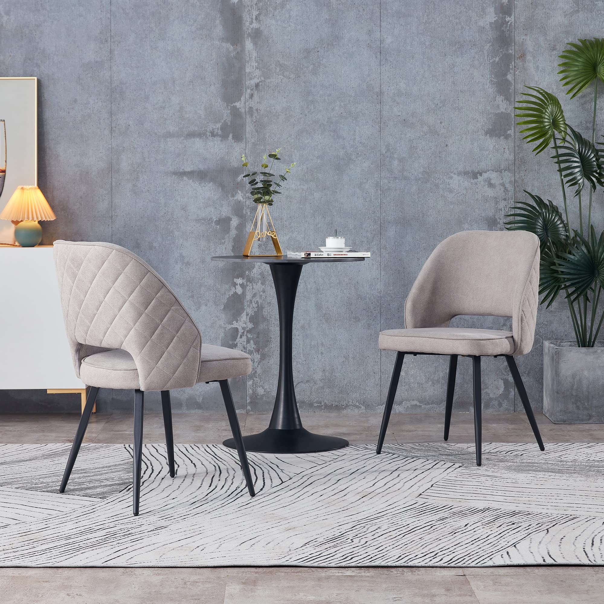 Modern Dining Chair Set of 2 - Comfortable Fabric Upholstered Chairs with Sturdy Metal Legs - Mid Century Style Kitchen & Dining Room Side Chairs - Easy Assembly Accent Chairs for Home, Restaurant or Cafe (Gray) - Perfect for Family Meals, Dinner Parties and Coffee Breaks