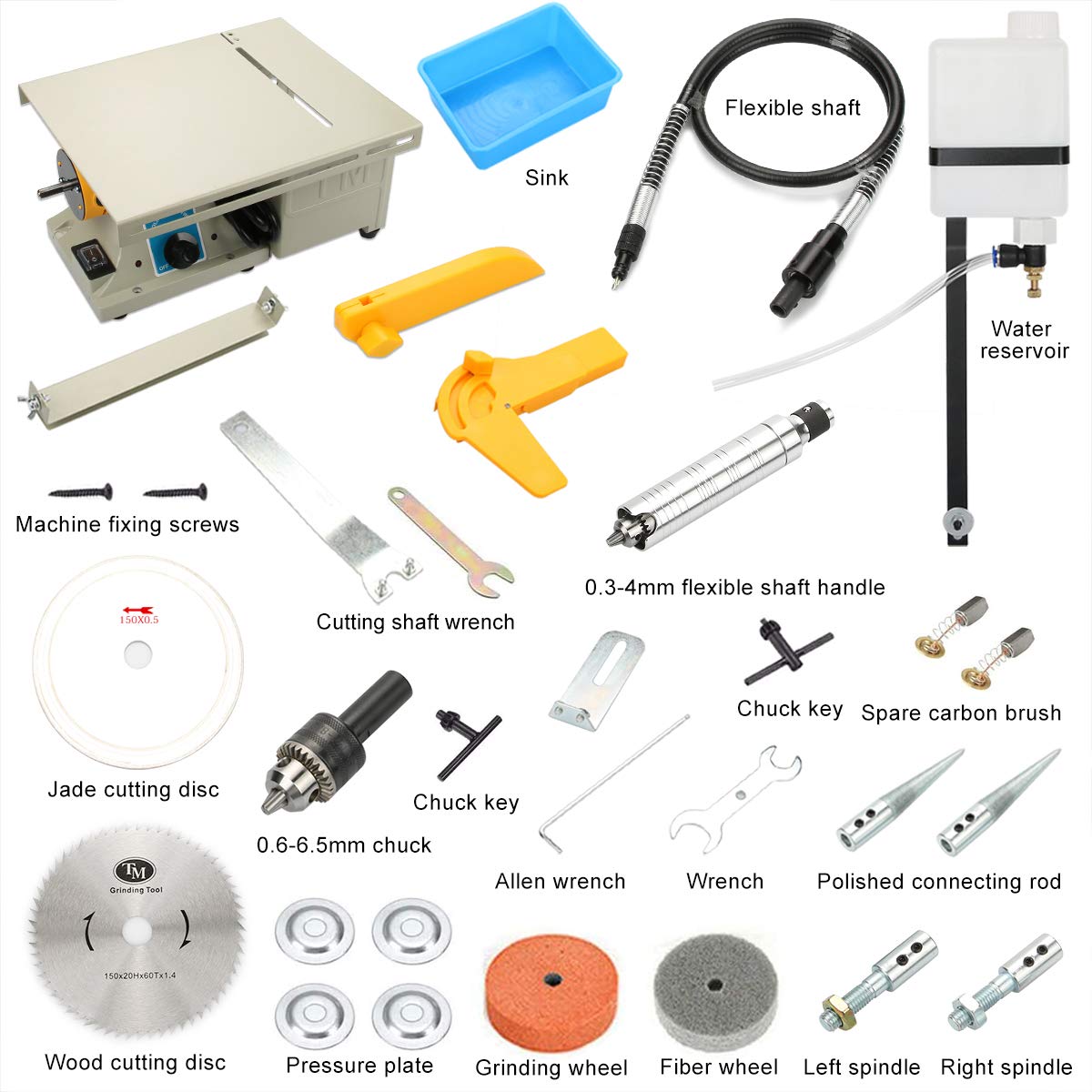 Mini Table Saw Rock - Lapidary Equipment for DIY Jewelry Making, 0-10000 RPM Bench Buffer Grinding Machine with Flexible Shaft - Perfect for Home Woodworking, Stone Carving & Hobby Craft Projects
