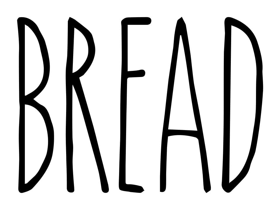 Farmhouse Style Bread Vinyl Sticker - Skinny Font Kitchen Decor Decal - 4.25